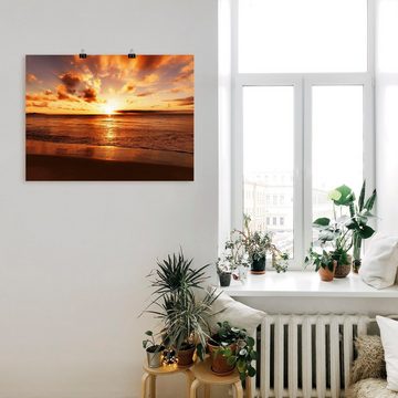 Artland Wandbild Schöner Sonnenuntergang Strand, Gewässer (1 St), als Leinwandbild, Poster, Wandaufkleber in verschied. Größen