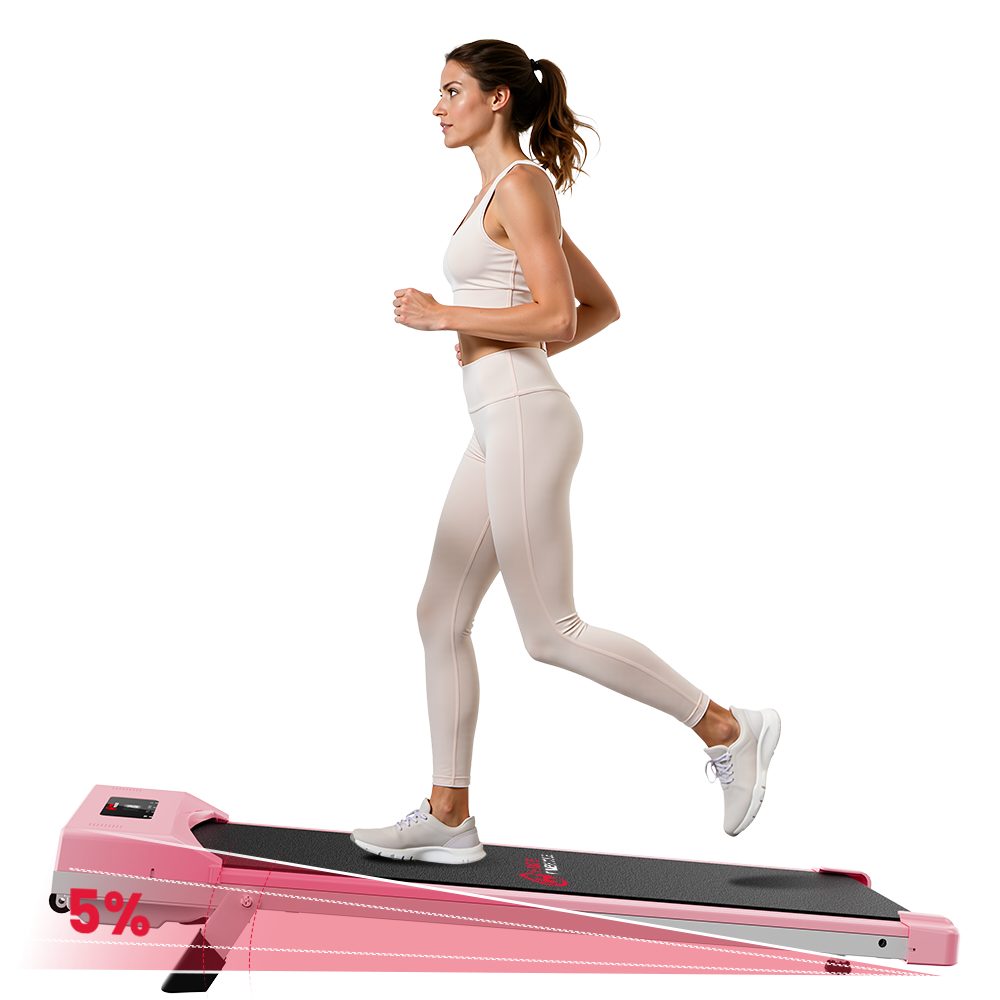 HOMEFITNESSCODE Laufband Tragbares Laufbänder mit 5 % Steigung – 4-in-1-Walkingpad Elektrisch (mit LED-Display und Transportrollen – Lauffläche 39 x 97 cm), Laufband 1–10 km/h einstellbar – Motor 2,5 PS