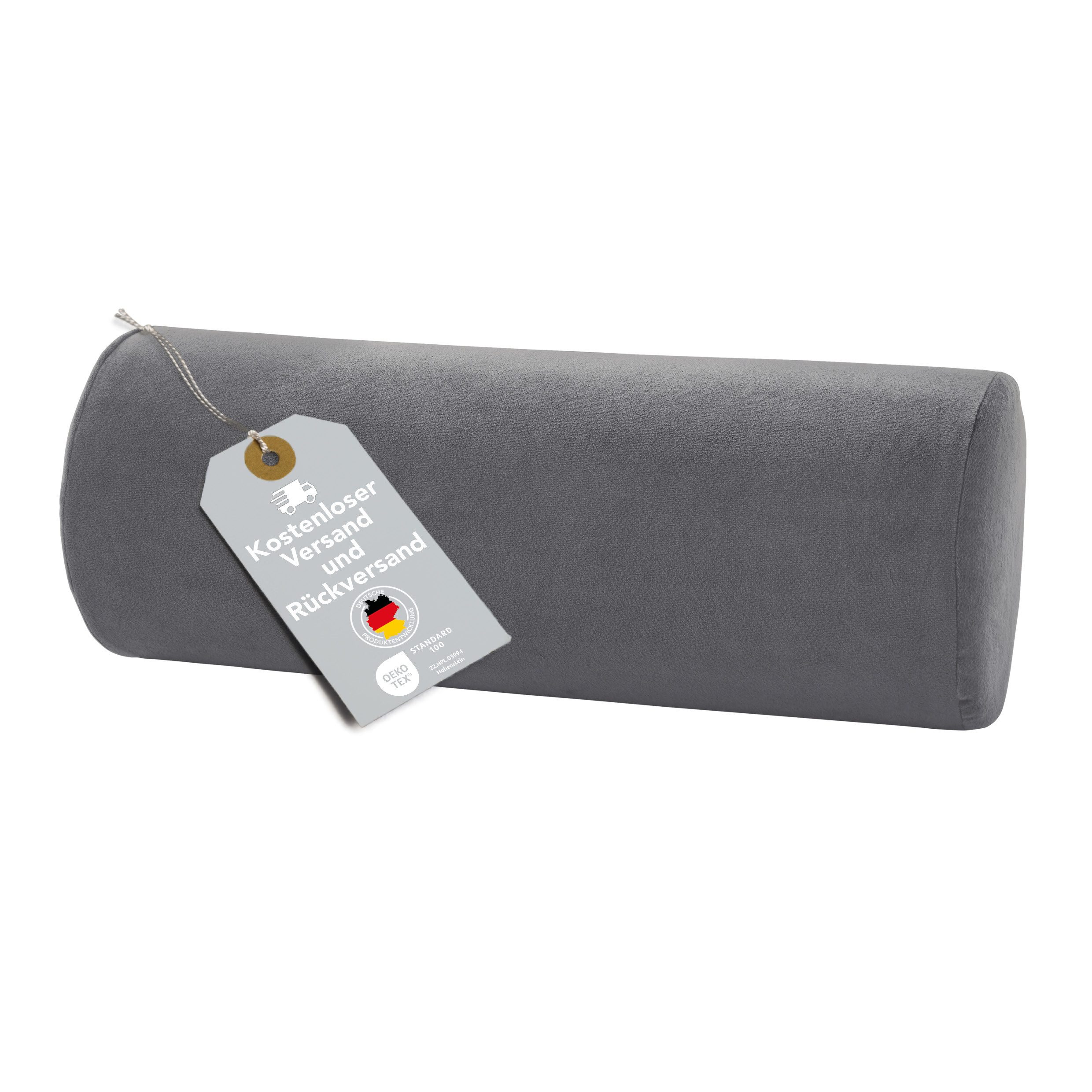 XDREAM Nackenrolle ergonomisches Nackenstützkissen aus Viscoschaum mit Memory-Effekt, 1-tlg., wirkt stützend und entlastend, super weicher Mikroplüsch-Bezug