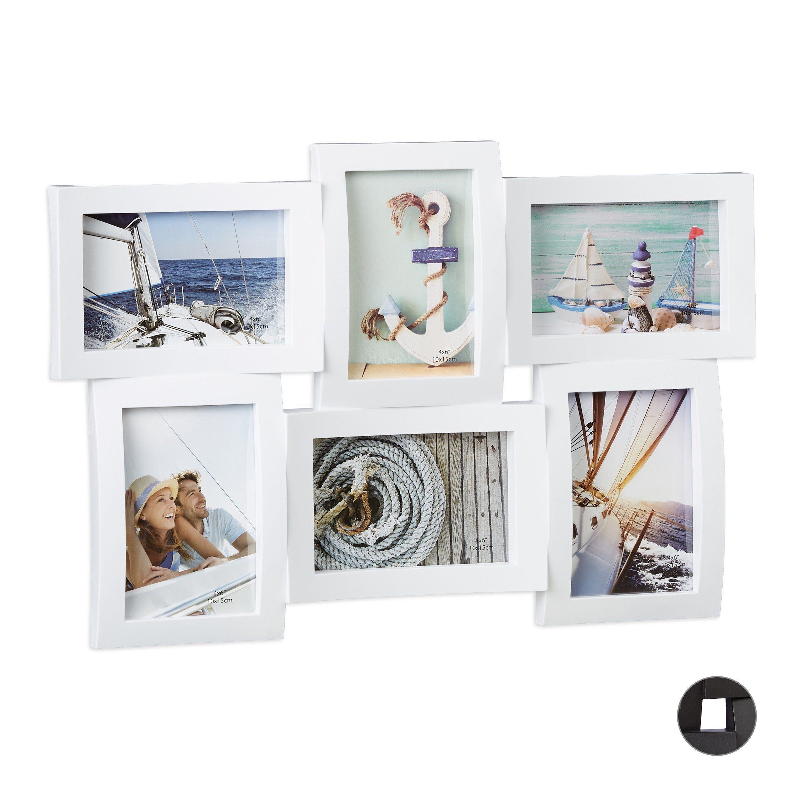 relaxdays Staffelbilderrahmen Bilderrahmen für mehrere Fotos, weiß günstig online kaufen