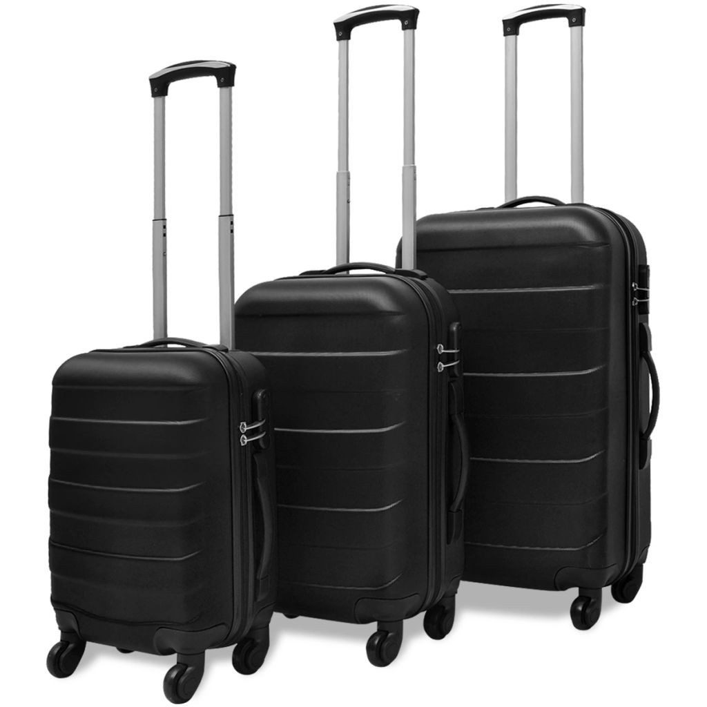 Trolley Schwarz - 3-teilig - Blinds Koffer Reisekoffer Hartschalenkoffer Troll