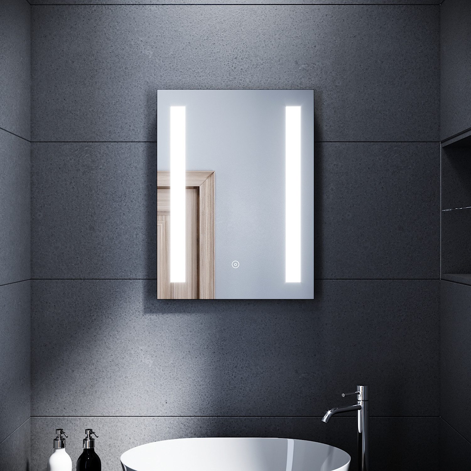 SONNI Badspiegel Badspiegel mit Beleuchtung 45 x 60 kaltweiß günstig online kaufen