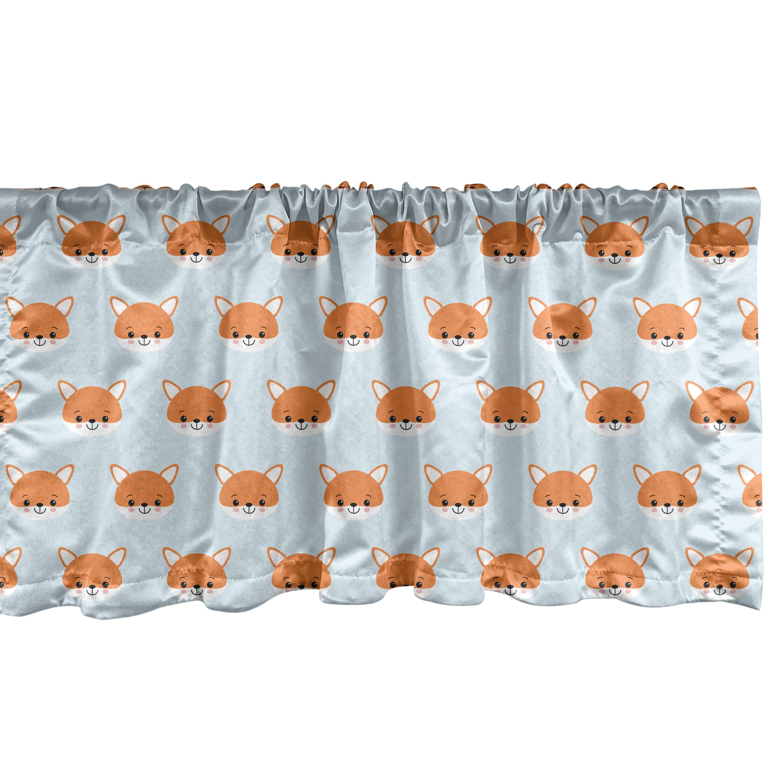 Scheibengardine Vorhang Volant für Küche Schlafzimmer Dekor mit Stangentasche, Abakuhaus, Microfaser, Fuchs Nursery Baby-Tierkopf