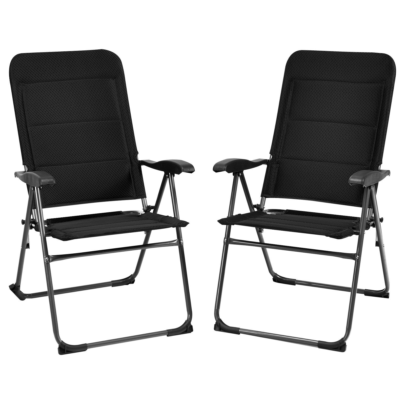 COSTWAY Gartenstuhl (2 St), Hochlehner (7 Fach), klappbar, Metall, 136kg