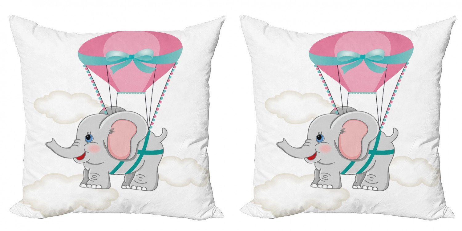 Kissenbezüge Modern Accent Doppelseitiger Digitaldruck, Abakuhaus (2 Stück), Kindergarten Elephant Luftballon
