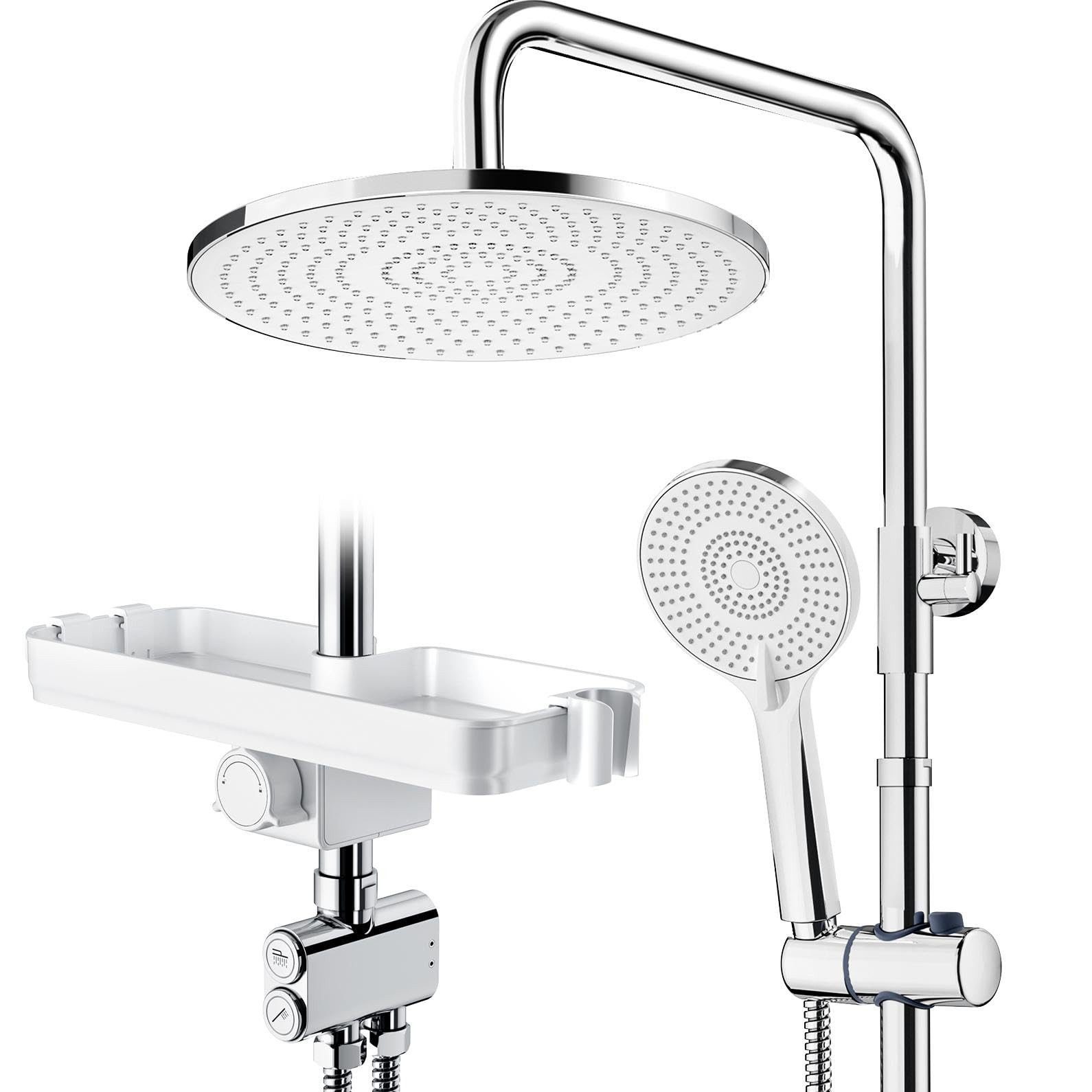 Rainsworth Duschsystem Duschkopf Set, 3 Strahlart(en), Zweifunktion Duschset mit Verteiler