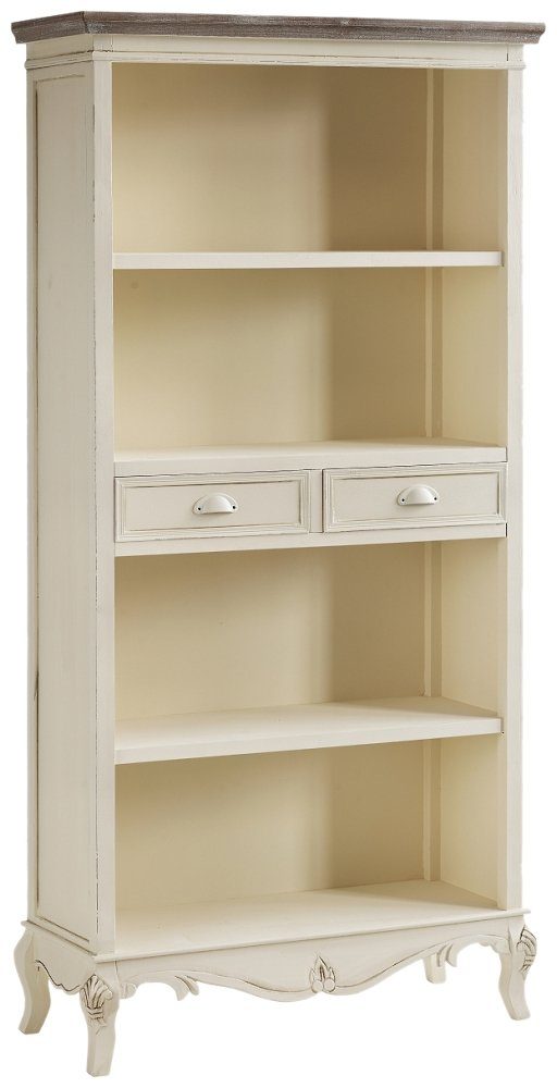 Stylefy Standregal Rimini Pappel Creme, Standregal, Bücherregal, aus Massivholz, mit Schubladen, viel Stauraum, Landhausstil | Standregale