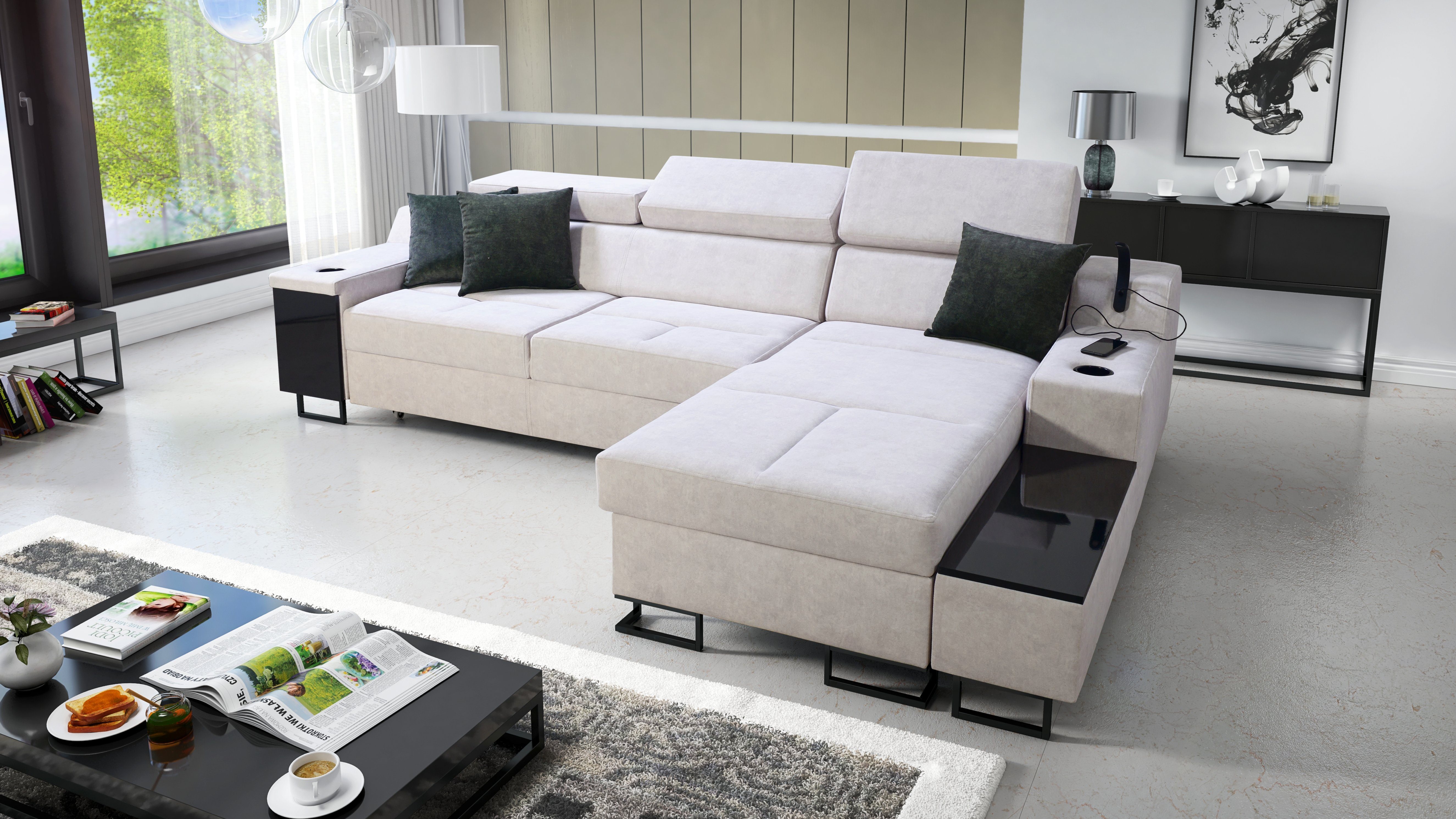Best for Wohnzimmer für Ecksofa WHISPER16 Maxi: & Home I Aria das Bettkasten Moderne Schlaffunktion