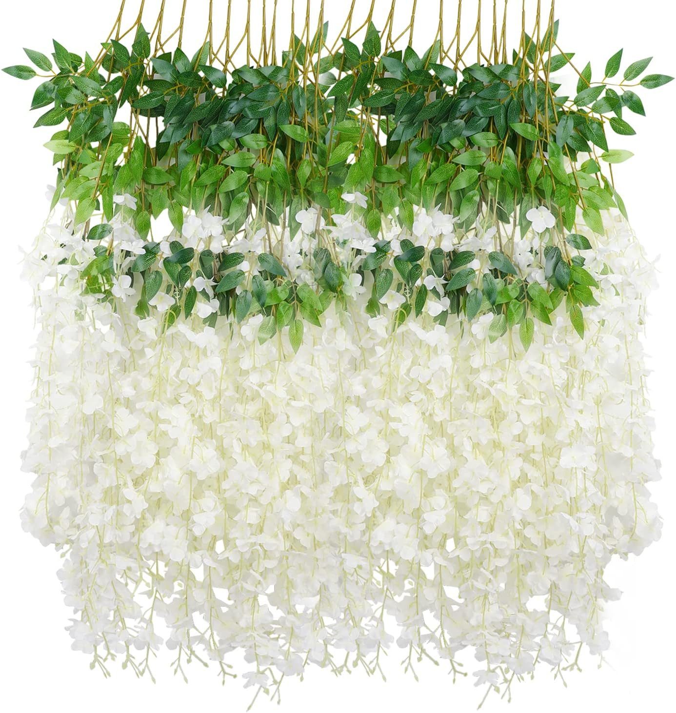 Kunstblume 12 Stück Wisteria Künstliche Glyzinien Blumen Hängende Glyzinien günstig online kaufen