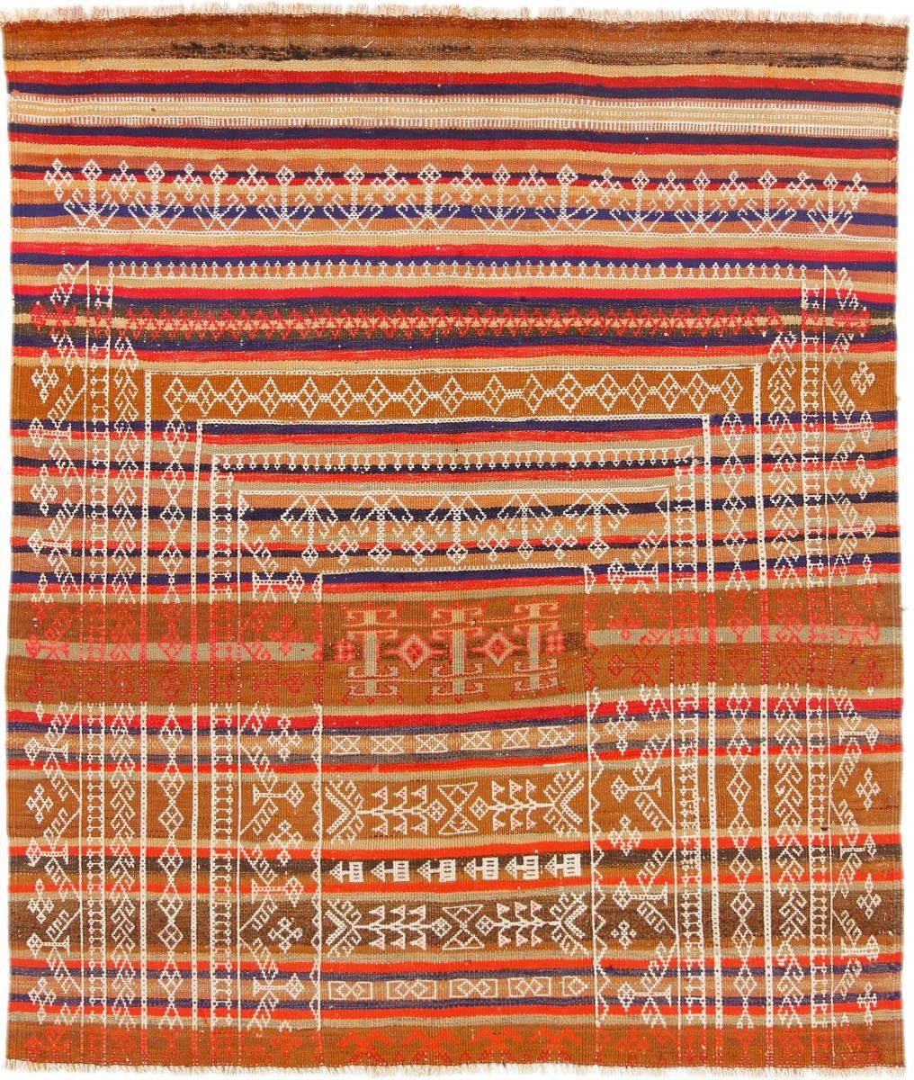 Orientteppich Kelim Afghan Antik 125x152 Handgewebter Orientteppich, Nain Trading, rechteckig, Höhe: 3 mm