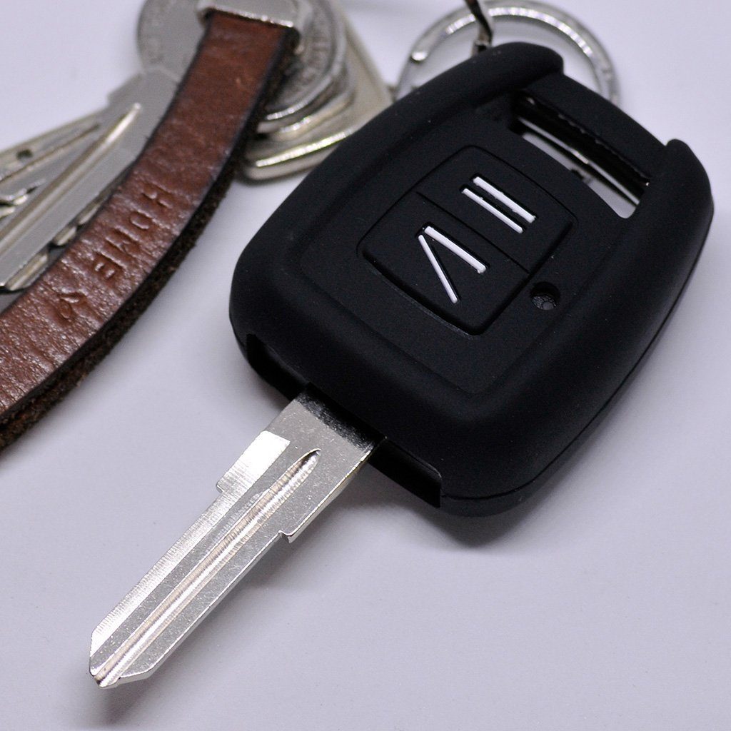 mt-key Schlüsseltasche Funk Autoschlüssel 2 Tasten G Fernbedienung Silikon Opel Zafira Softcase Vauxhall Astra Schwarz, für A Schutzhülle