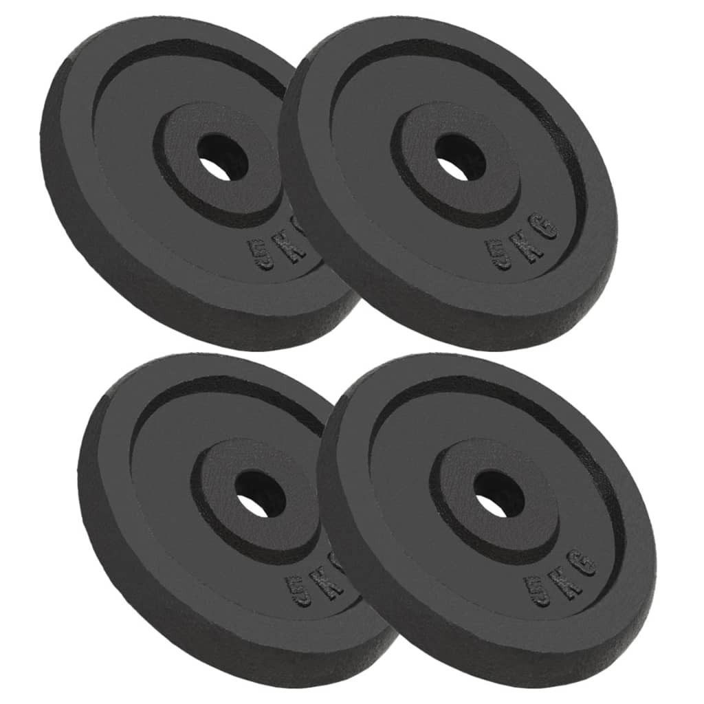 Gewichteplatten Hantelscheiben 4 Stk. 4x5 kg Gusseisen
