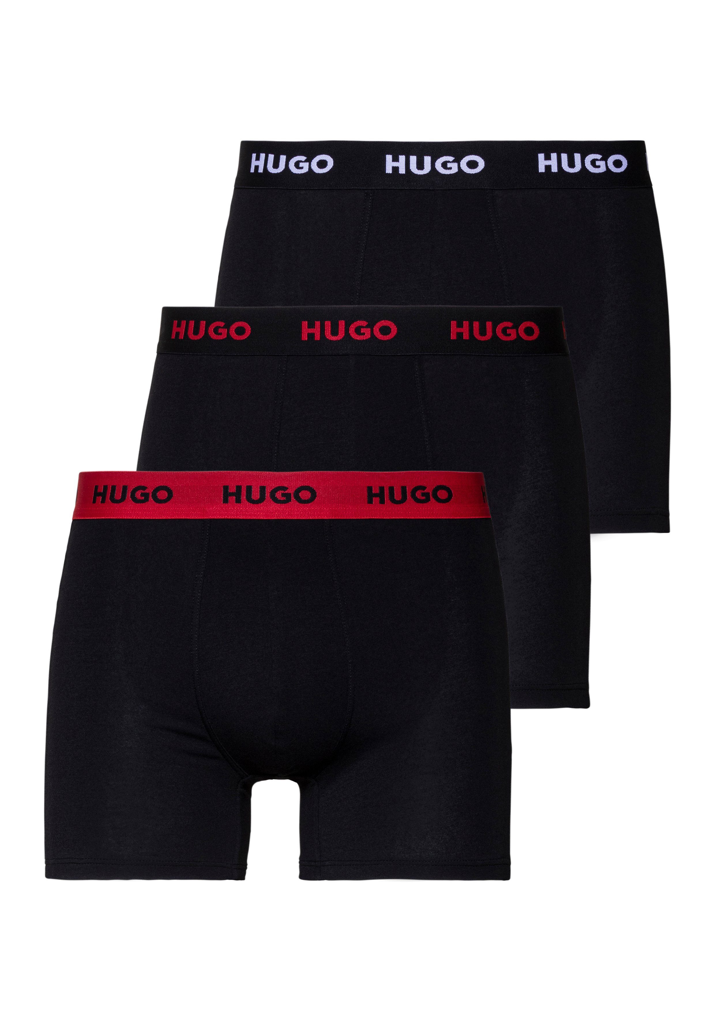HUGO Boxer BOXERBR TRIPLET PACK (Packung, 3-St., 3er Pack) mit HUGO Label auf dem Bund