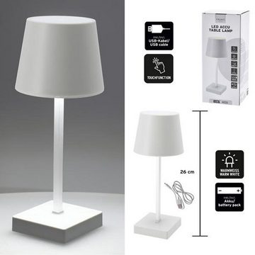 HAC24 Nachttischlampe 2x Tischleuchte mit Touchfunktion Nachttischlampe Schreibtischlampe, LED fest integriert, Warmweiß, Dimmbar, Aufladbar, Weiß
