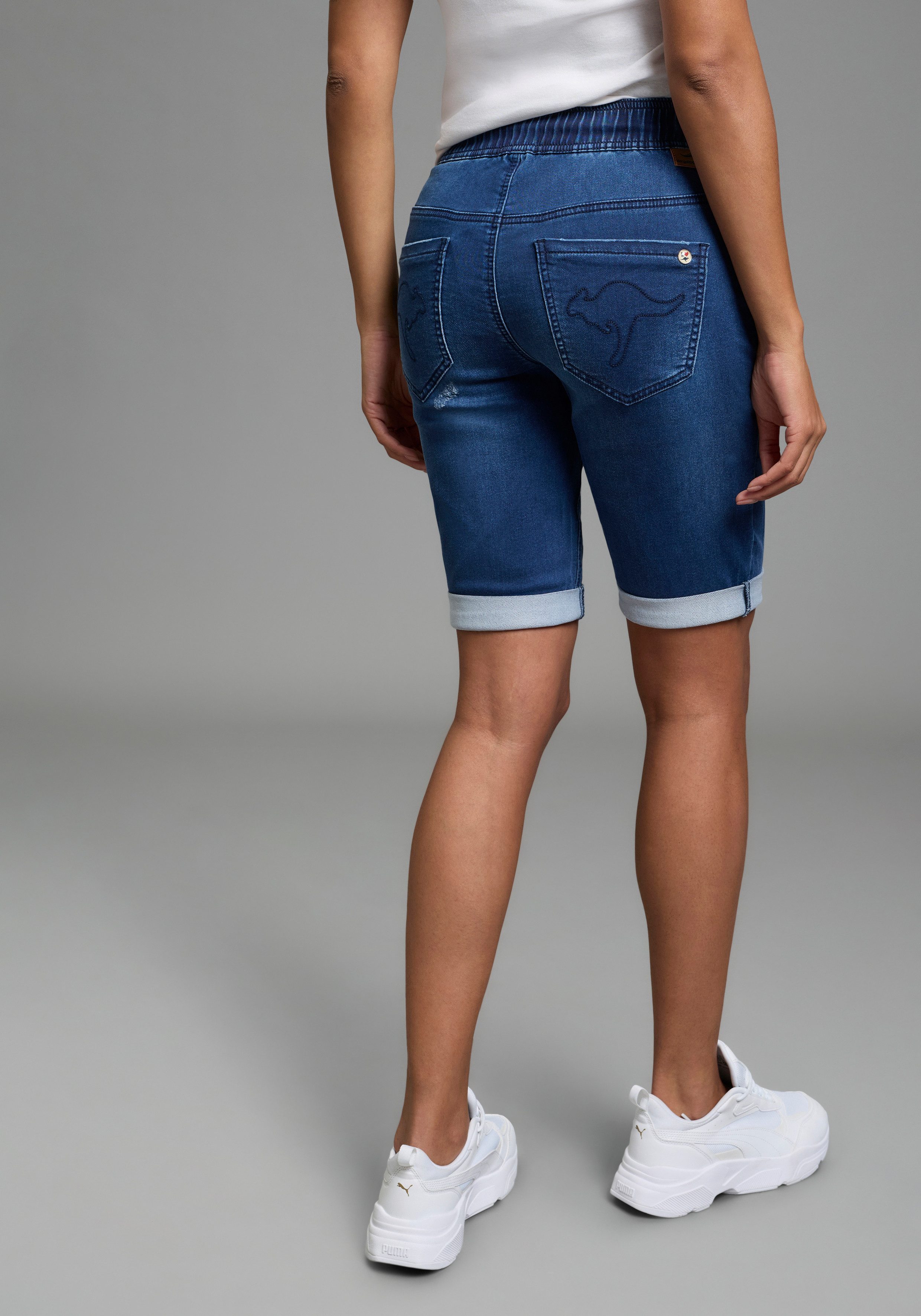KangaROOS Jogg-Jeansbermudas gerade geschnittenes Bein, elastischer Tunnelzugbund