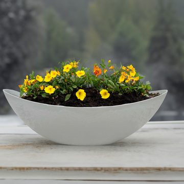 matches21 HOME & HOBBY Blumentopf Große ovale Pflanzschale Jardiniere 39 cm in Stein-Optik hell-grau (1 St), Outdoor Schiff Deko-Schale als Blumen-Schale Pflanz-Topf Grab-Schmuck