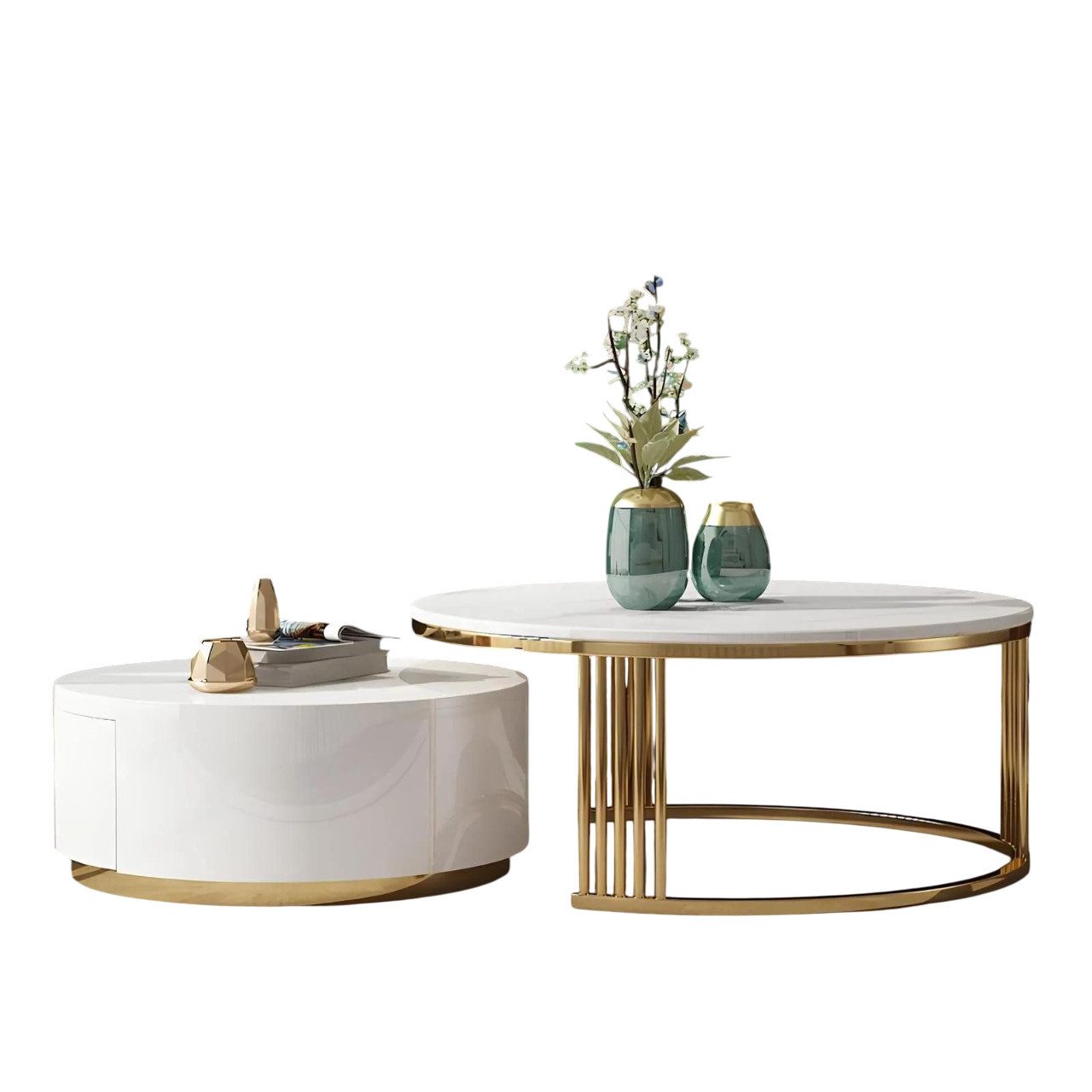 Xlmoebel Couchtisch Luxuriöser Wohnzimmertisch in elegantem, abstraktem Design (Packung, 2-St., 2x Couchtisch), Hergestellt in Europa