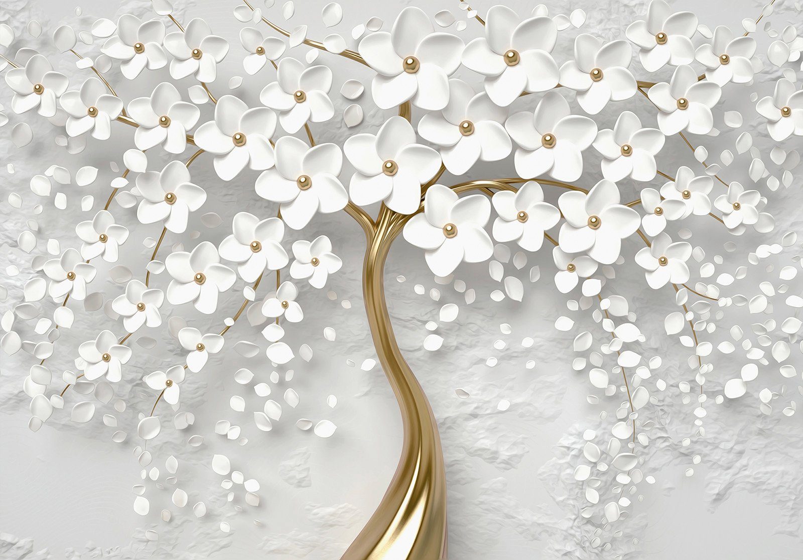 Wallarena Consalnet Vliestapete 3D Baum mit Blumen, botanisch, abstrakt, modern, fototapete für Wohnzimmer oder Schlafzimmer