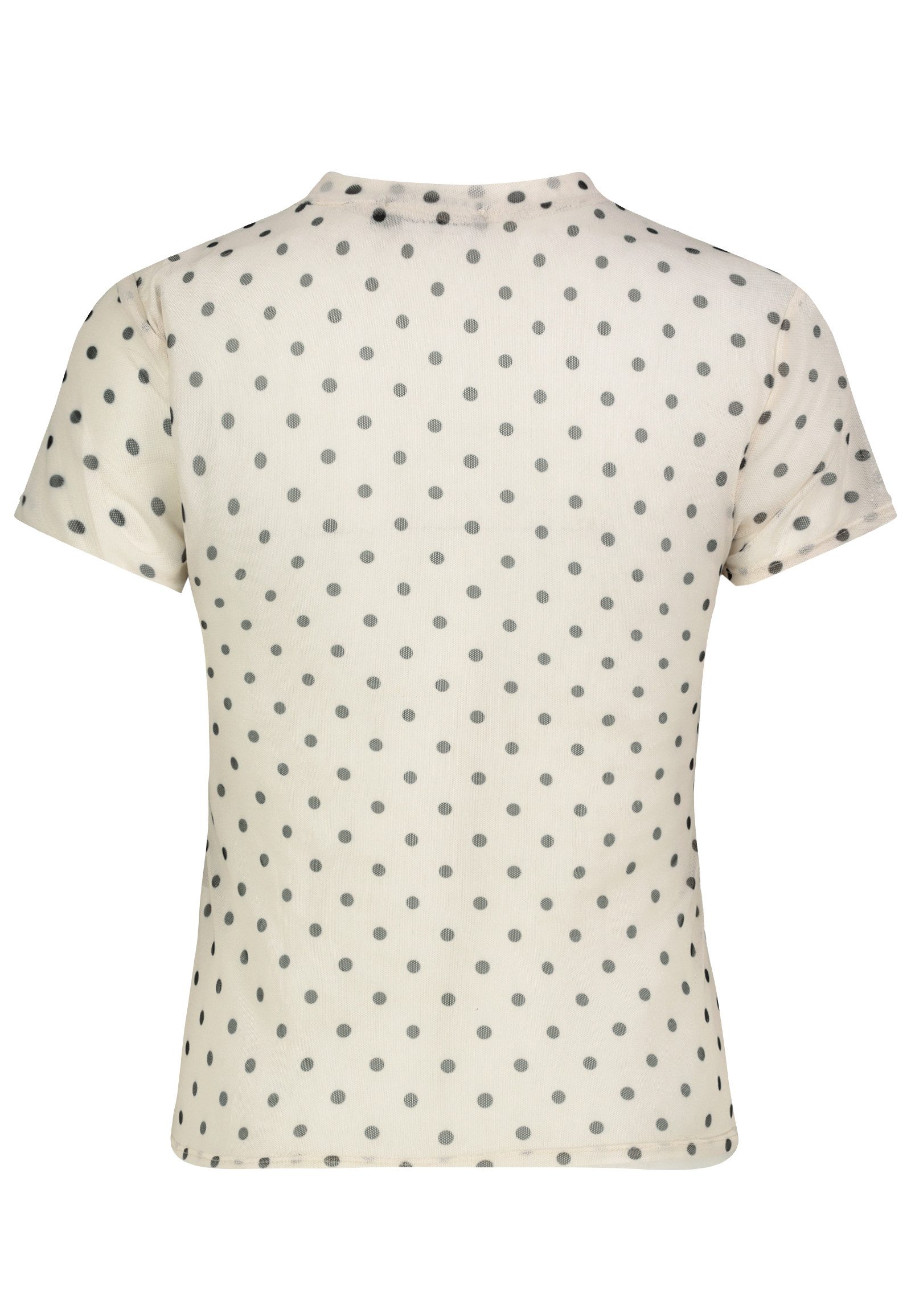 SUBLEVEL T-Shirt Damen Mesh T-Shirt mit Polka-Dots mit Punkten, vorne gefüttert, hinten transparent