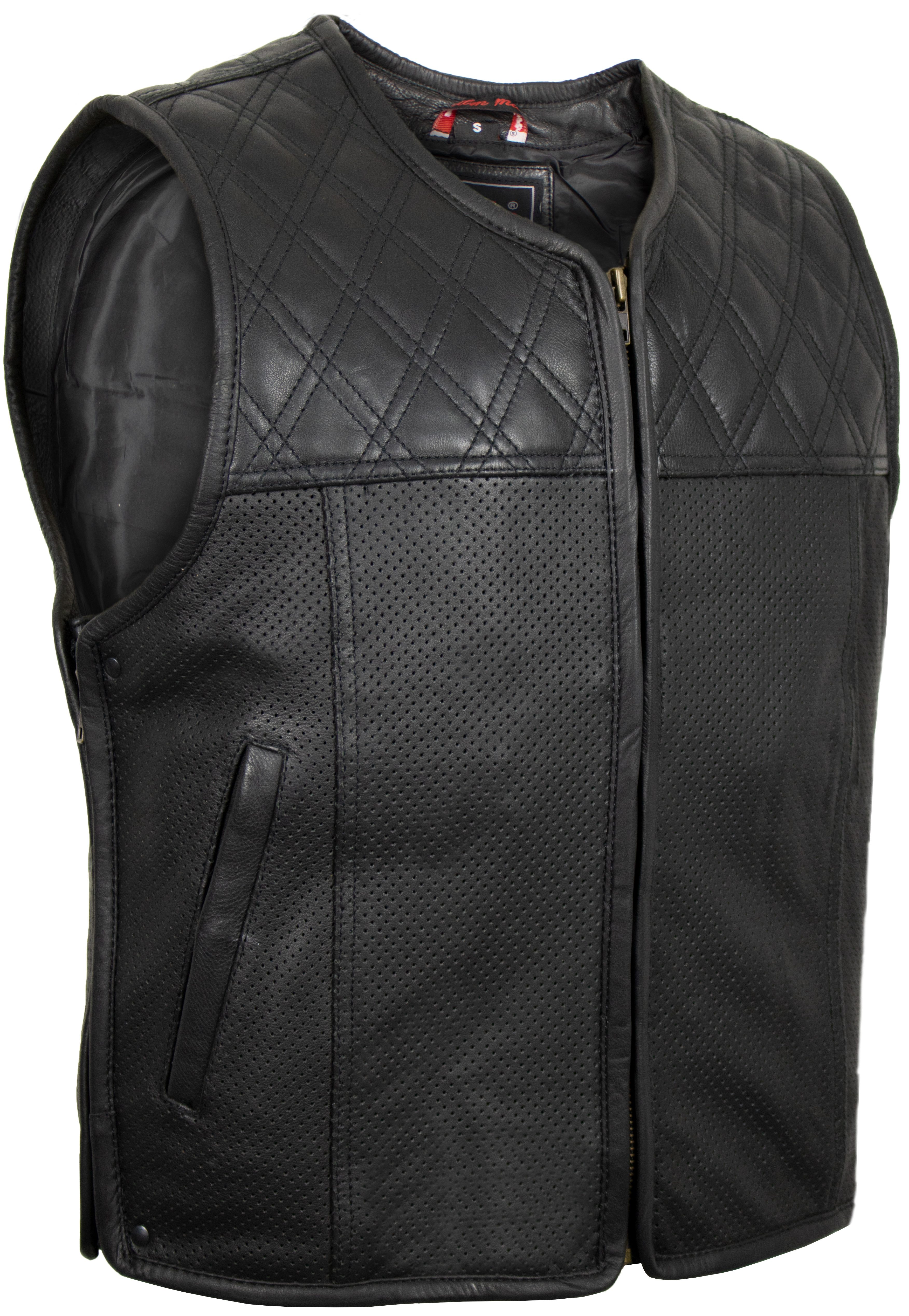 Lederweste Herren Biker Hunter Lederweste Stepp Motorradweste Clubstyle Weste