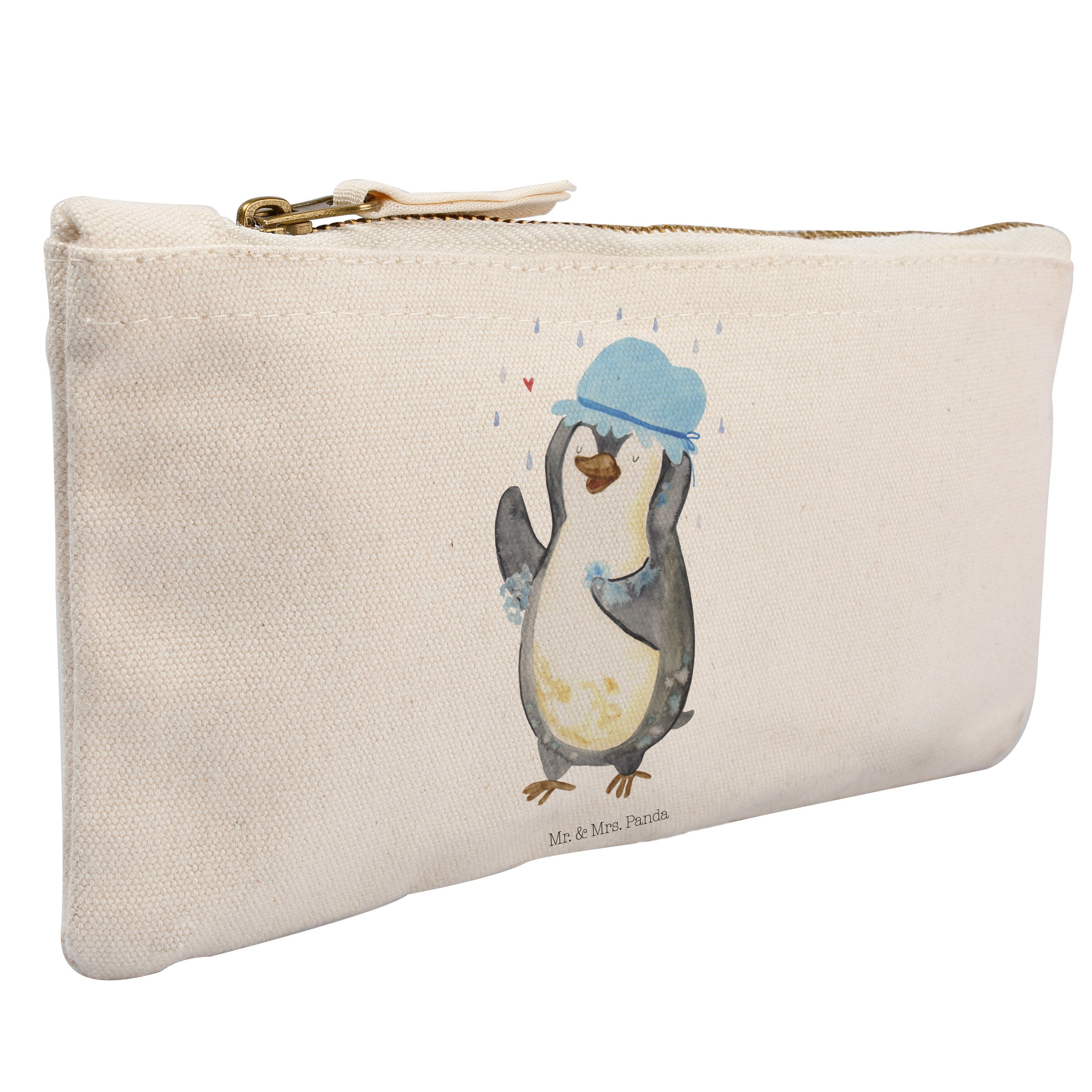 Damen, Kosmetiktasche Etui, - Mrs. & glücklich Pinguin Geschenk, (1-tlg) sei duscht - Mr. Panda Weiß duschen,
