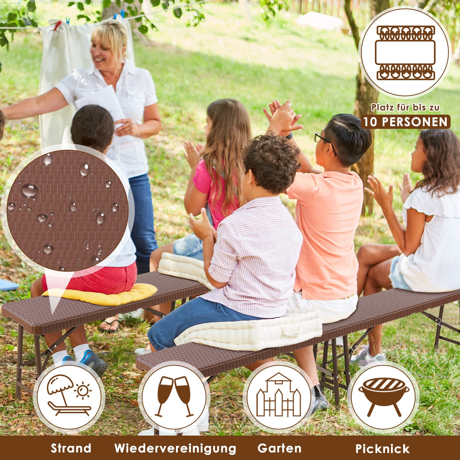 TLGREEN Bierzeltgarnitur, Klappbank Garten, Wetterfest, (Partybank aus HDPE günstig online kaufen