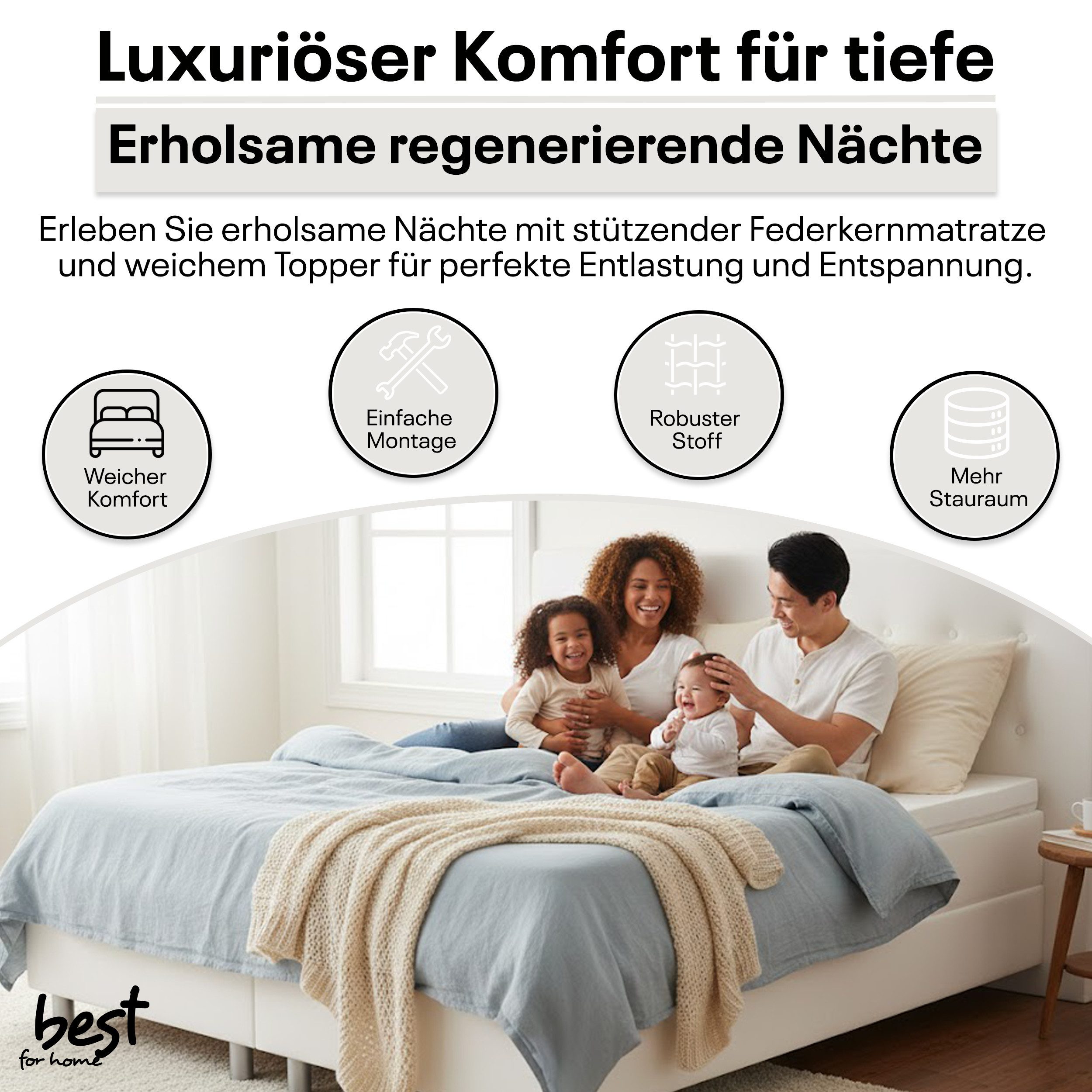 Best for Home Boxspringbett Boxspringbett NEO mit Bonellfederkern & 5 cm To günstig online kaufen