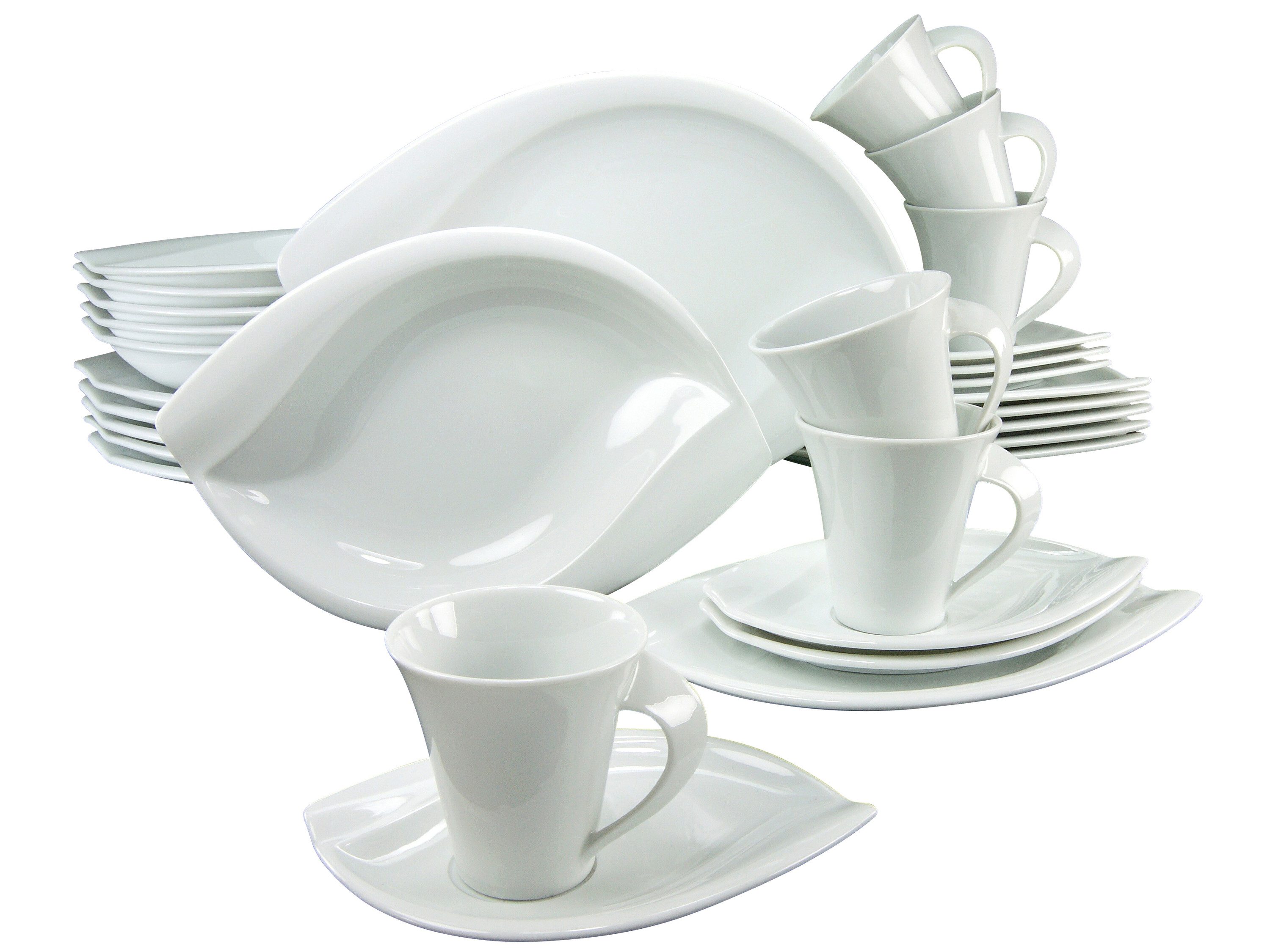 CreaTable Kombiservice Acacia Weiss Kombiservice 30-tlg (30-tlg), 6 Personen, Porzellan