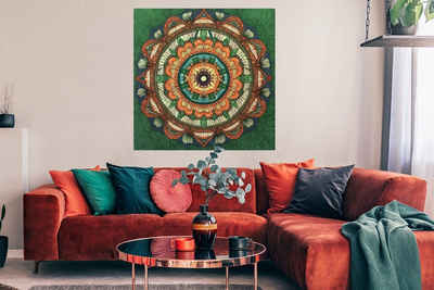 MuchoWow Poster Mandala - Hippie - Blumen - Orange, (1 St), Wandbild, Deko, Schlafzimmer, Wohnzimmer, Qualitätsdruck Dickes Papier