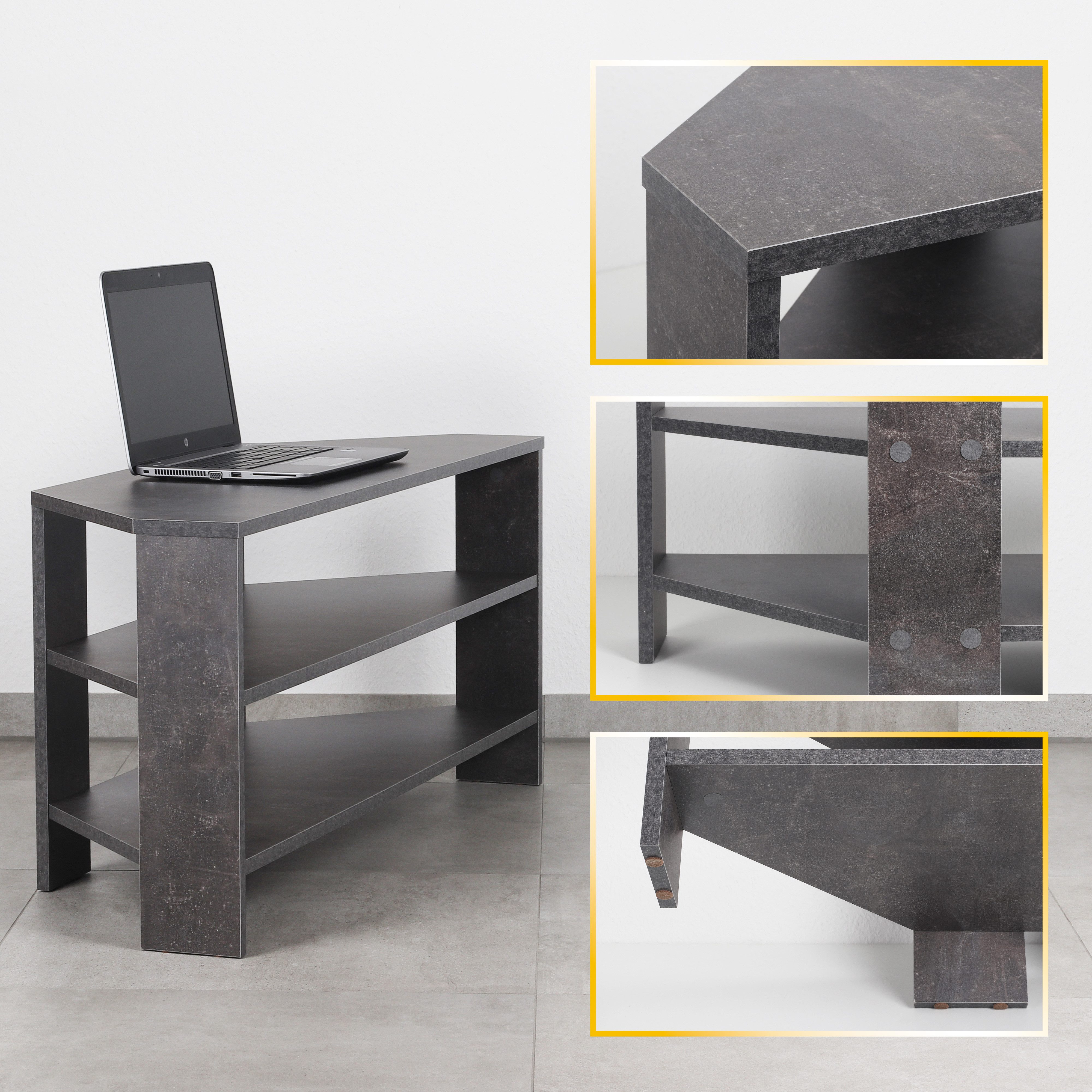 RICOO TV-Regal WM069-BG, 1-tlg., Fernseher Lowboard Regal Ecke Fernsehtisch Eckregal Wohnzimmer Ablage