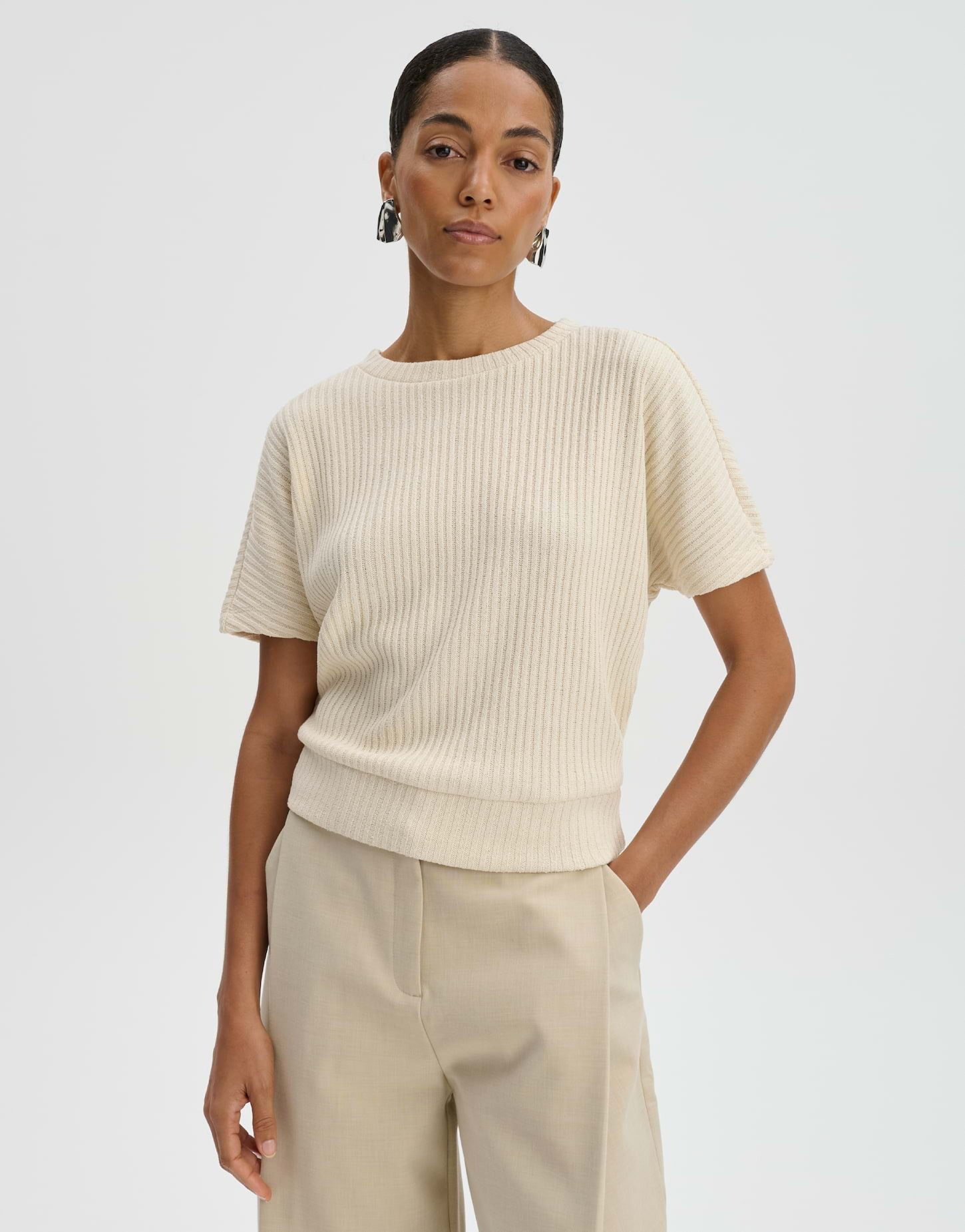 someday Sweatshirt Urosa Sweatshirt in Rippenstruktur aus Sweatware Lockere Passform, elastisch mit breitem Saum