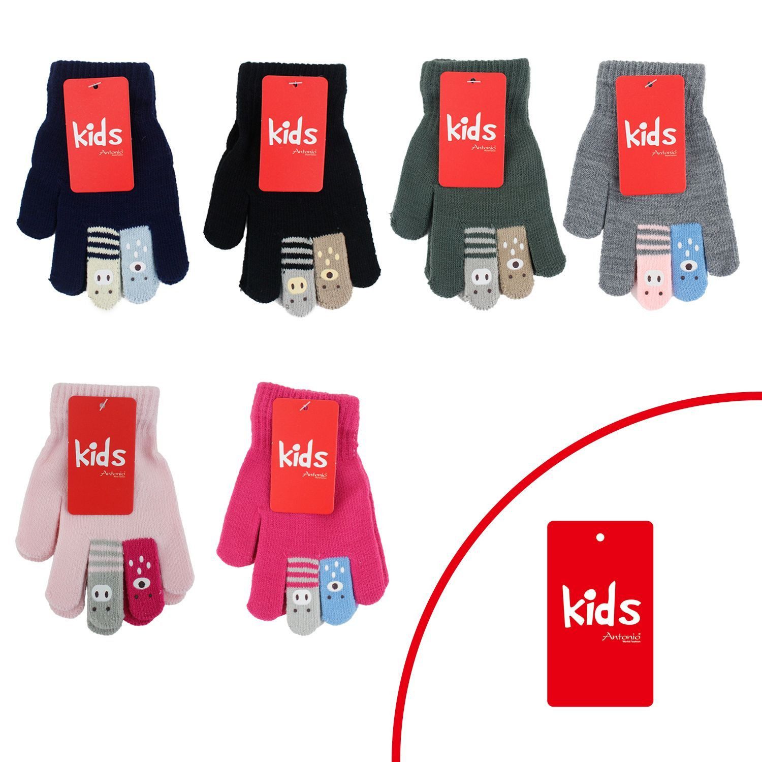 VewoTex Strickhandschuhe Kinder Winter Handschuhe » Kinderhandschuhe mit Tier Fingern (1 Paar, 2-St., 1 Paar) » Fingerhandschuhe » teilweise mit Teddyfutter