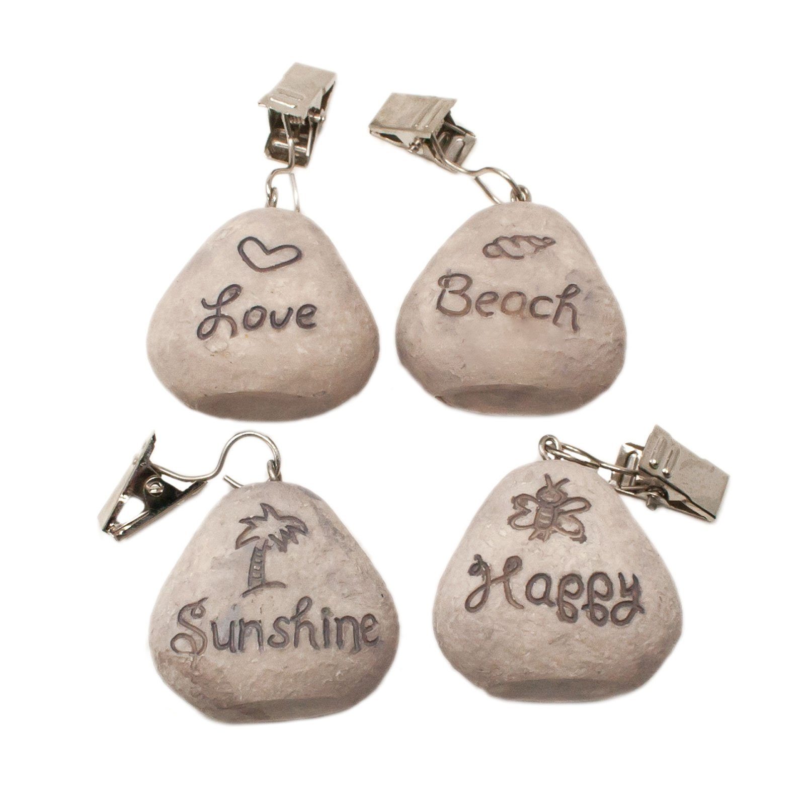 ToCi Tischtuchklammer Tischtuchbommel Set Beach Tischdeckenbeschwerer Stein Garten Deko, (4-tlg)