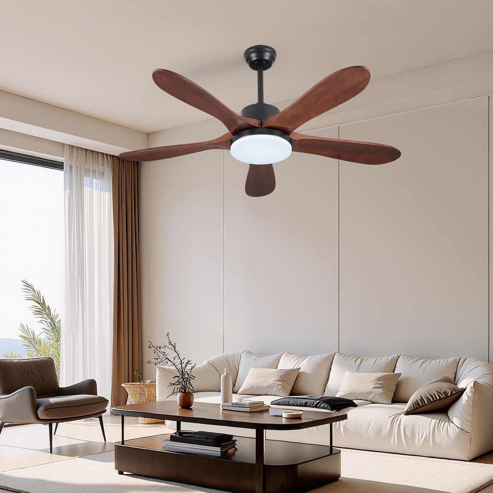 BBWL Deckenventilator mit LED Lampe leise 6 Stufen App Steuerung dimmbar, Farbtemperatur Timer Umkehrfunktion 30W Licht 40W Motor
