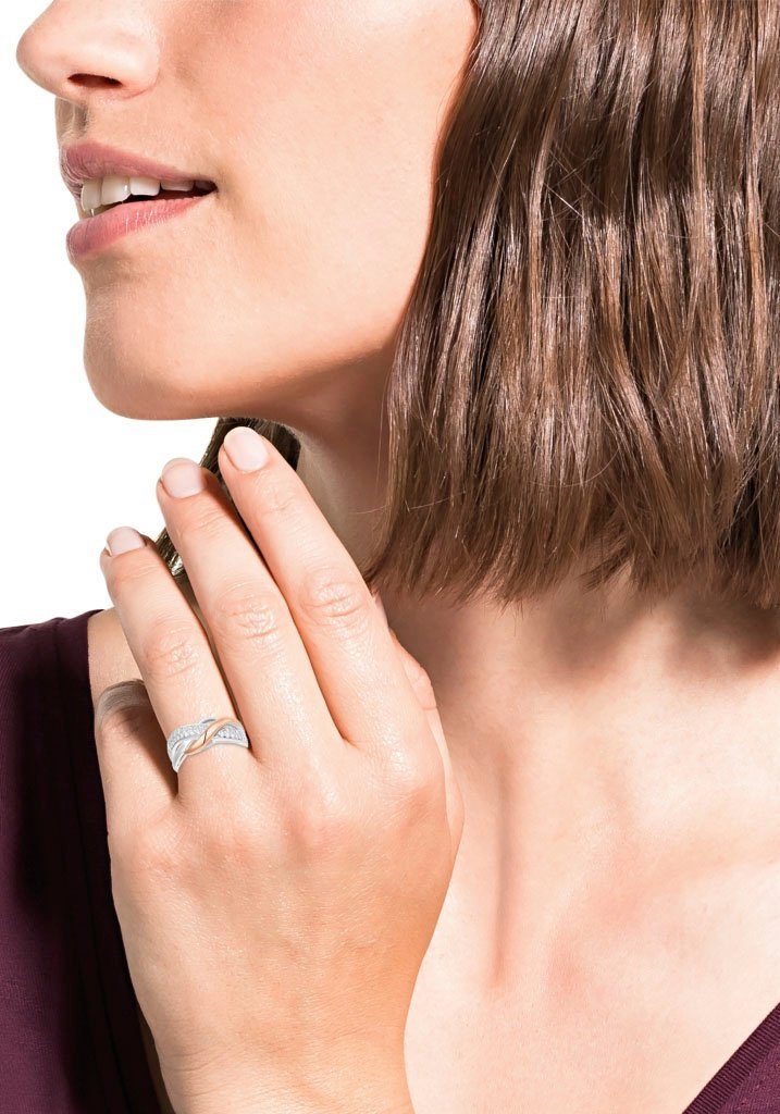 Amor Fingerring Twisted, mit Zirkonia (synth)