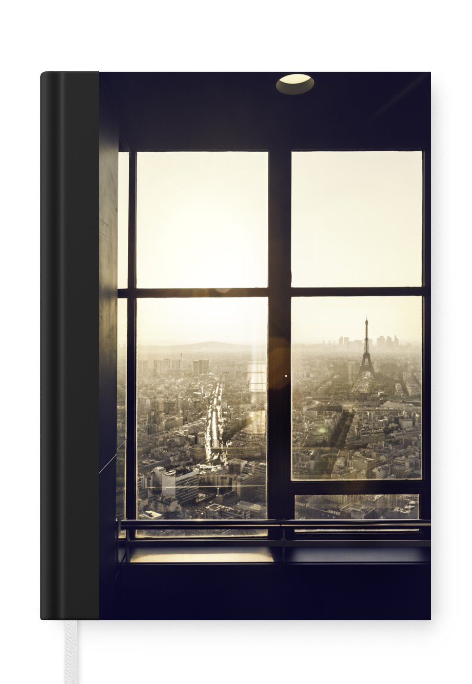 MuchoWow Notizbuch Blick auf den Eiffelturm und Paris, Journal, Merkzettel, Tagebuch, Notizheft, A5, 98 Seiten, Haushaltsbuch