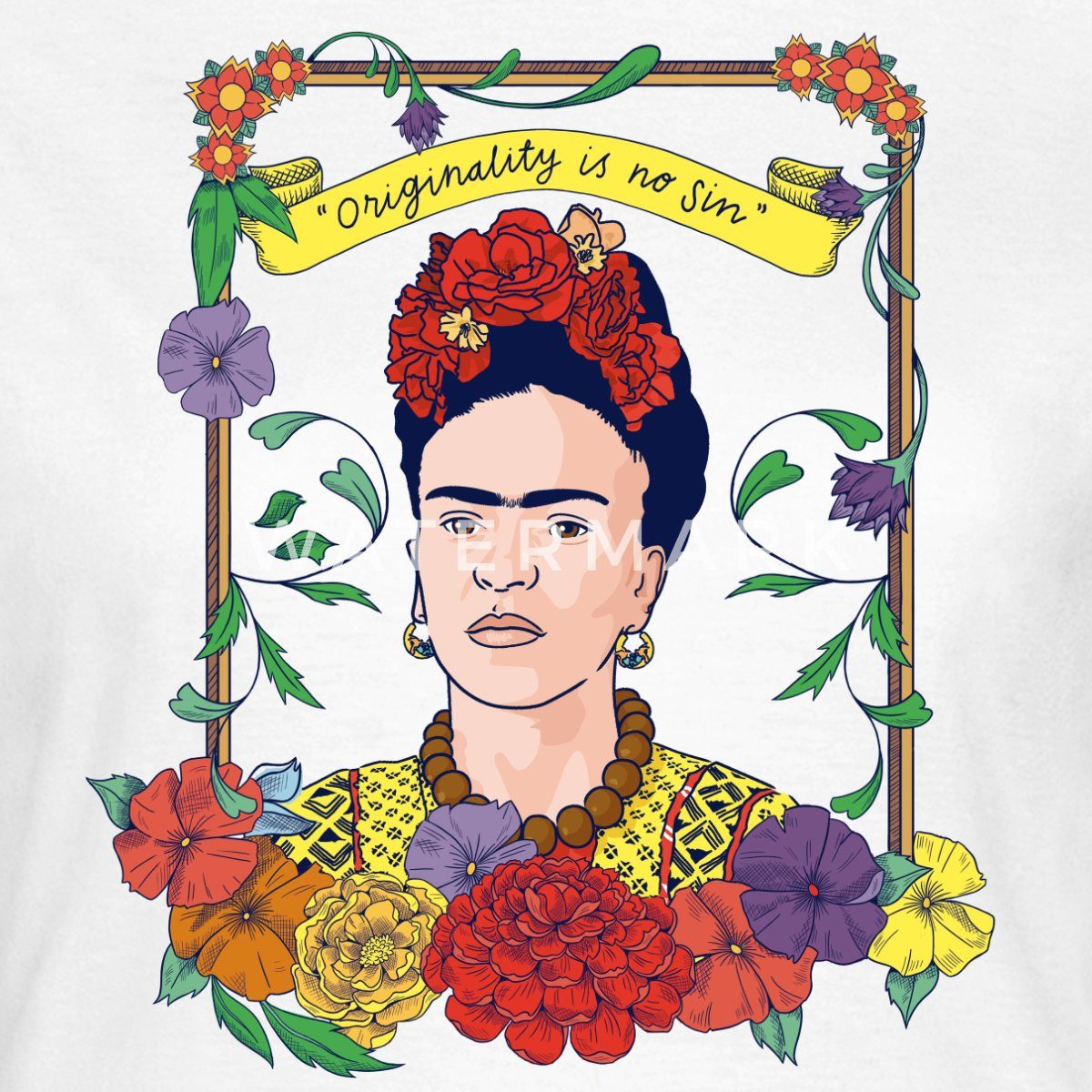 Spreadshirt T-Shirt Frida Kahlo Mit Rahmen günstig online kaufen