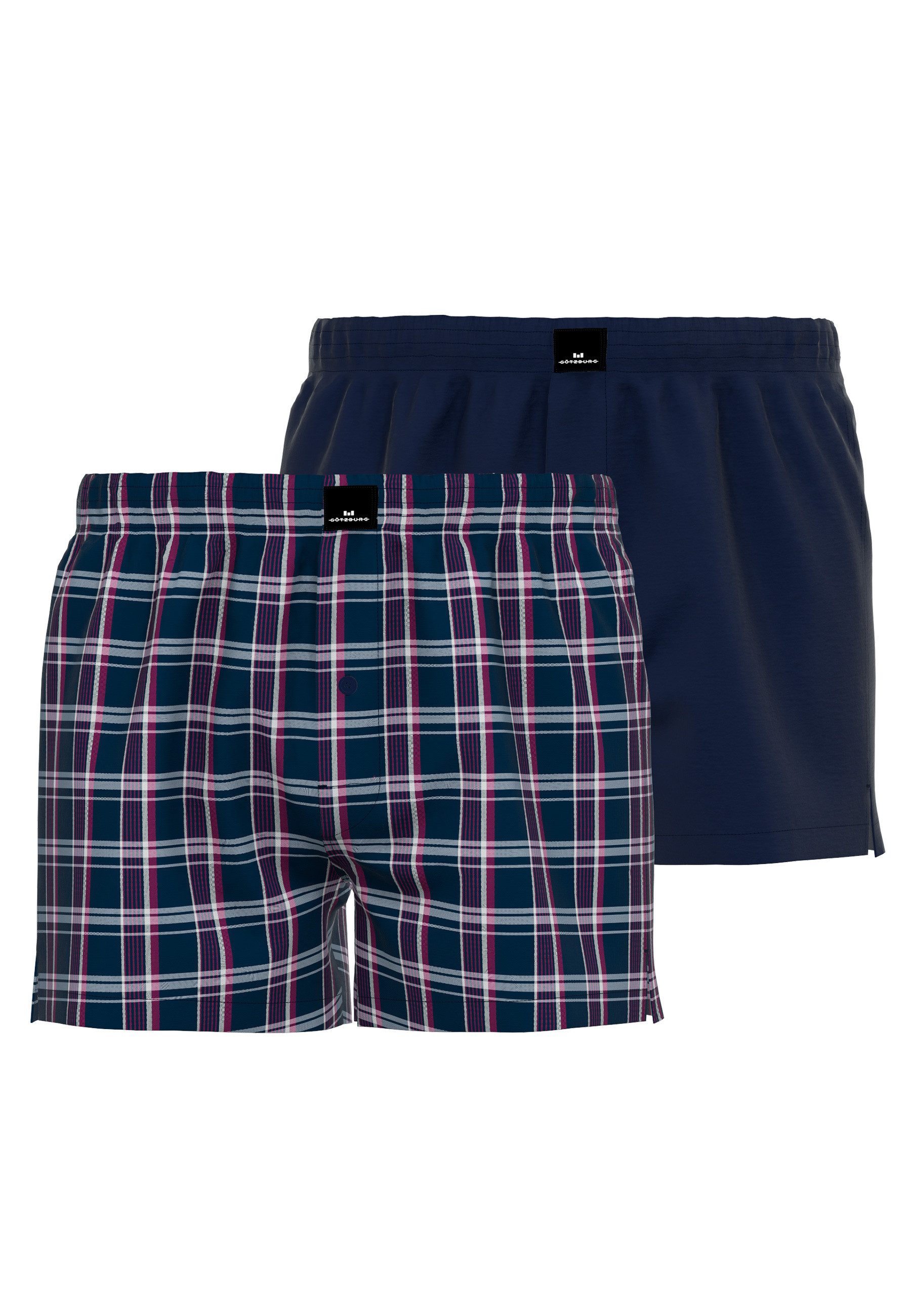 Boxershorts GÖTZBURG Herren Boxershort blau kariert 2er Pack