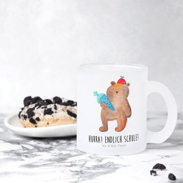 Mr. & Mrs. Panda Teeglas Bär Schultüte - Transparent - Geschenk, Bär Motiv, Teetasse, Teeglas, Premium Glas, Edler Aufdruck