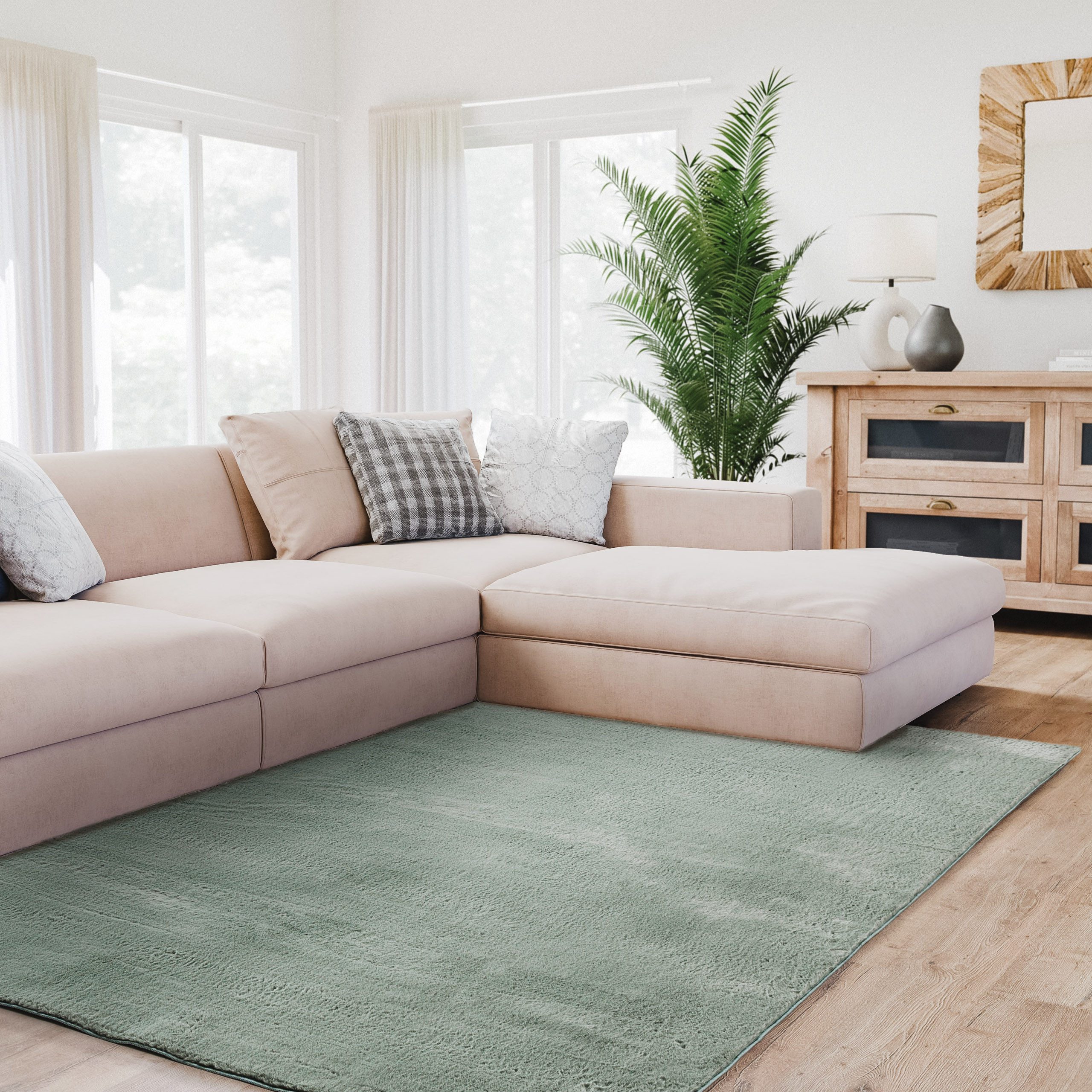 Interiyou Fellteppich Fargo, Rechteckig, Höhe: 11 mm, Teppich Wohnzimmer, waschbar, pflegeleicht, Anti-Rutsch-Rückseite