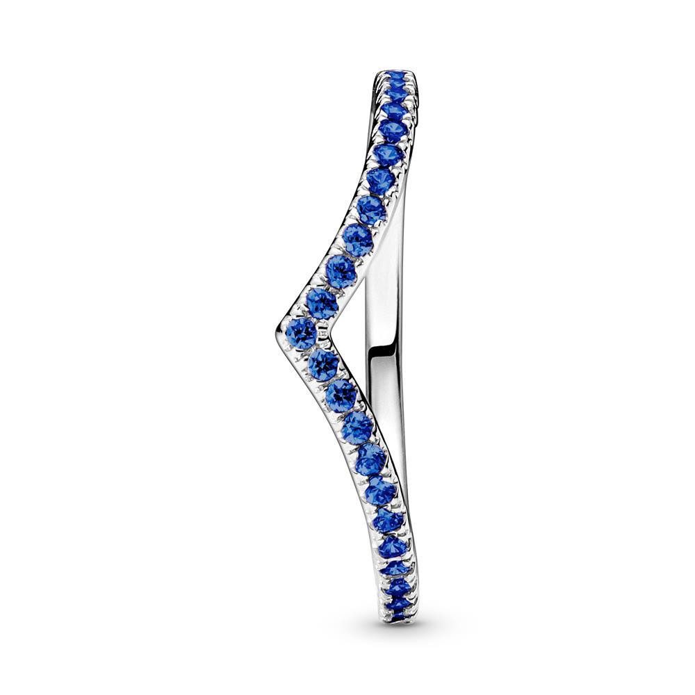 Pandora Fingerring Wishbone Damenring von PANDORA aus 925er Silber mit blauen Zirkonia