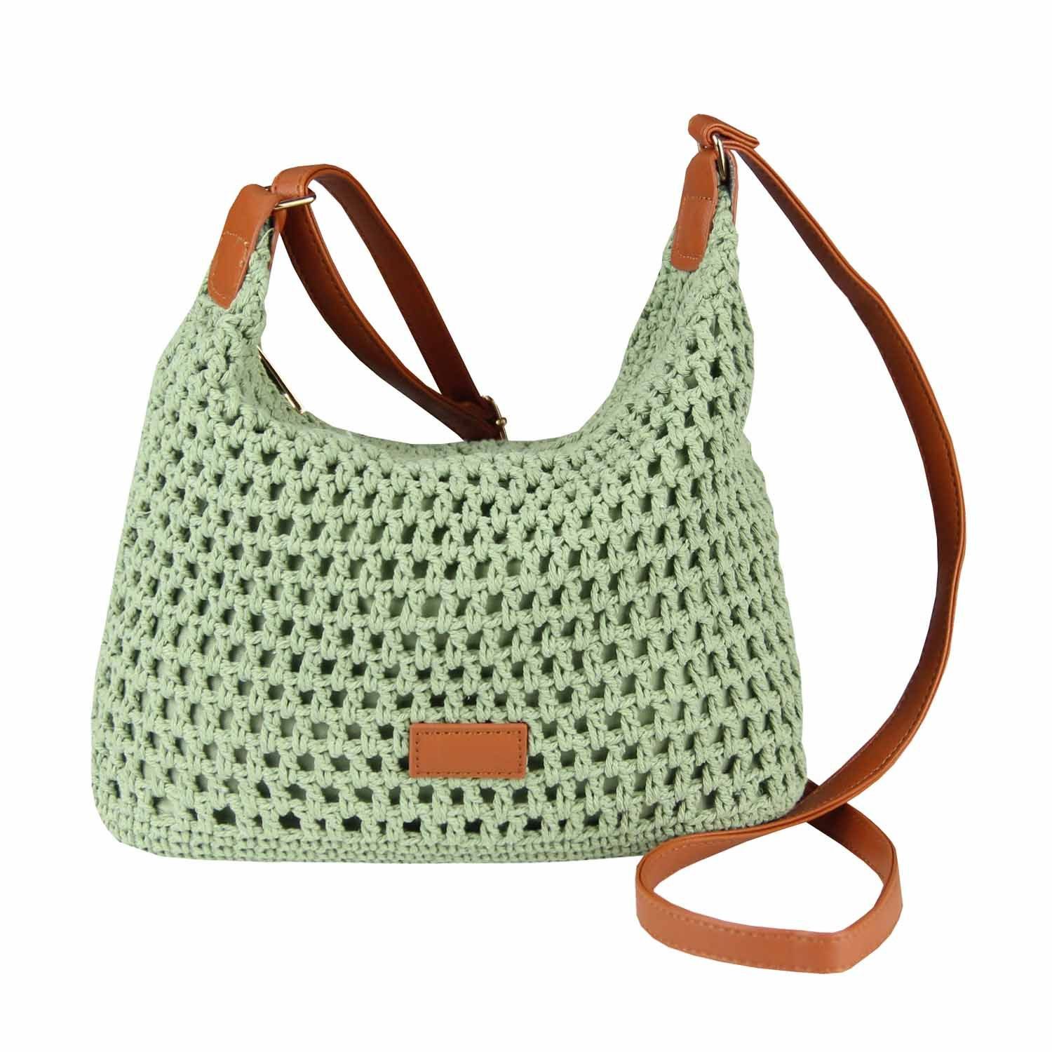 Schultertasche DAMEN TASCHE Häkeltasche Crossbody Shopper Boho Geflecht Freizeit
