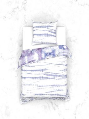 Bettwäsche Layla Purple 135x200 + Kissenbezug 80 x 80 cm, Heckett and Lane, Baumolle, 2 teilig, Bettbezug Kopfkissenbezug Set kuschelig weich hochwertig