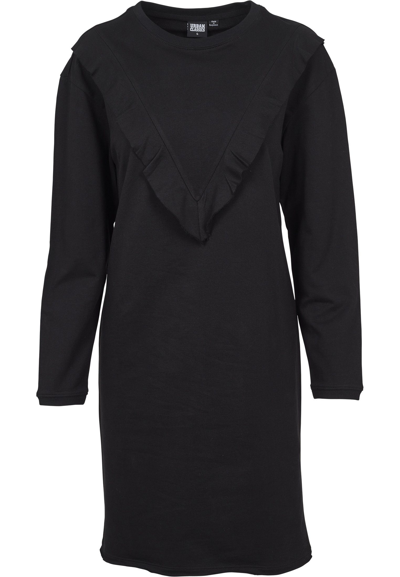 Jerseykleid Damen Ladies (1-tlg) URBAN Terry Volant CLASSICS black Dress
