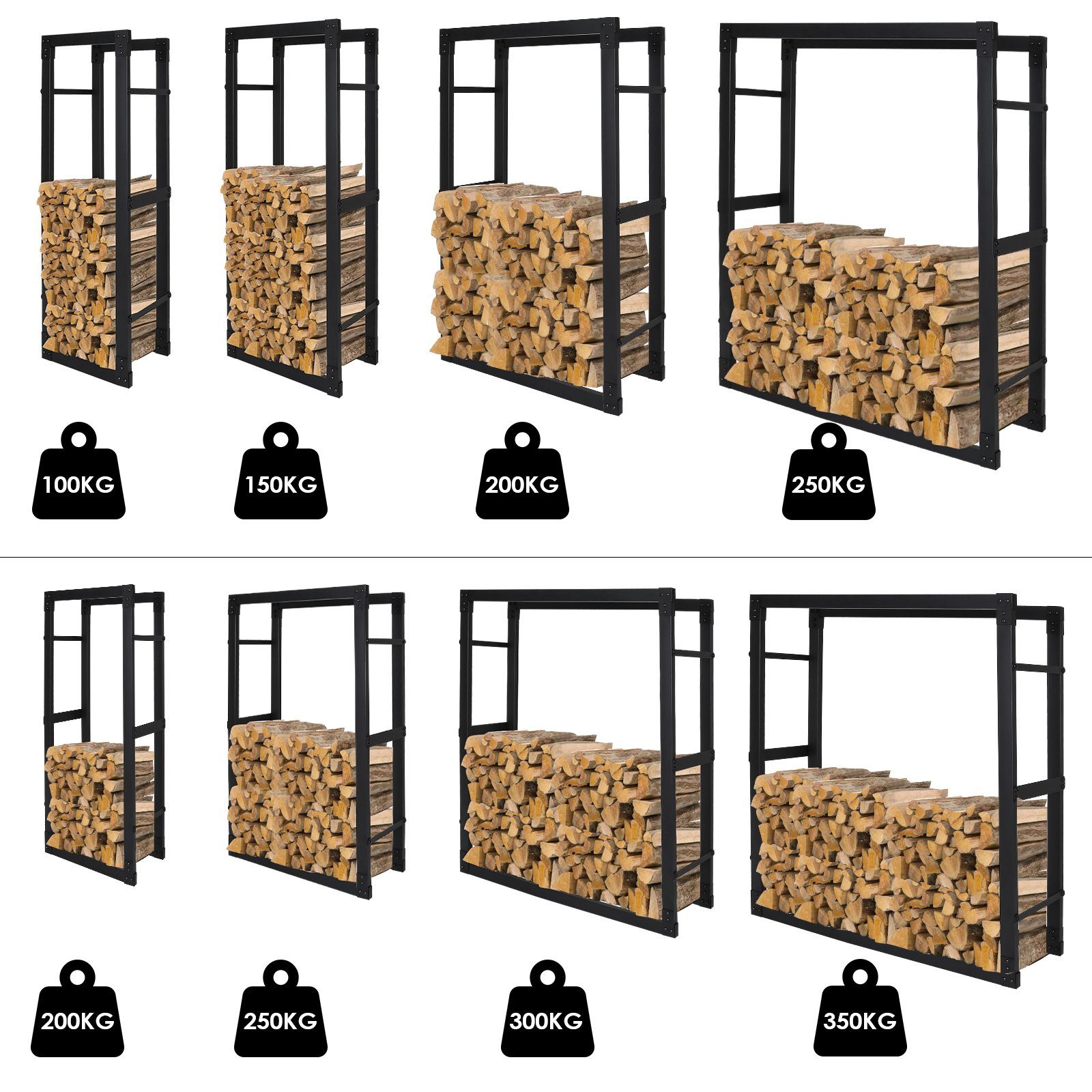 Schwarz, Kaminholzständer 100x60x25cm BxTxH:60x25x100 Holzhalter cm Kaminholzregal Kaminholzregal Metall TolleTour