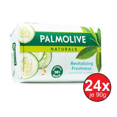PALMOLIVE Seifen-Set Naturals Green Tea & Cucumber Handseife feste Seife 90g -, 24-tlg., Reinigung Pflege für alle Hauttypen geeignet Seife sanft reinigt