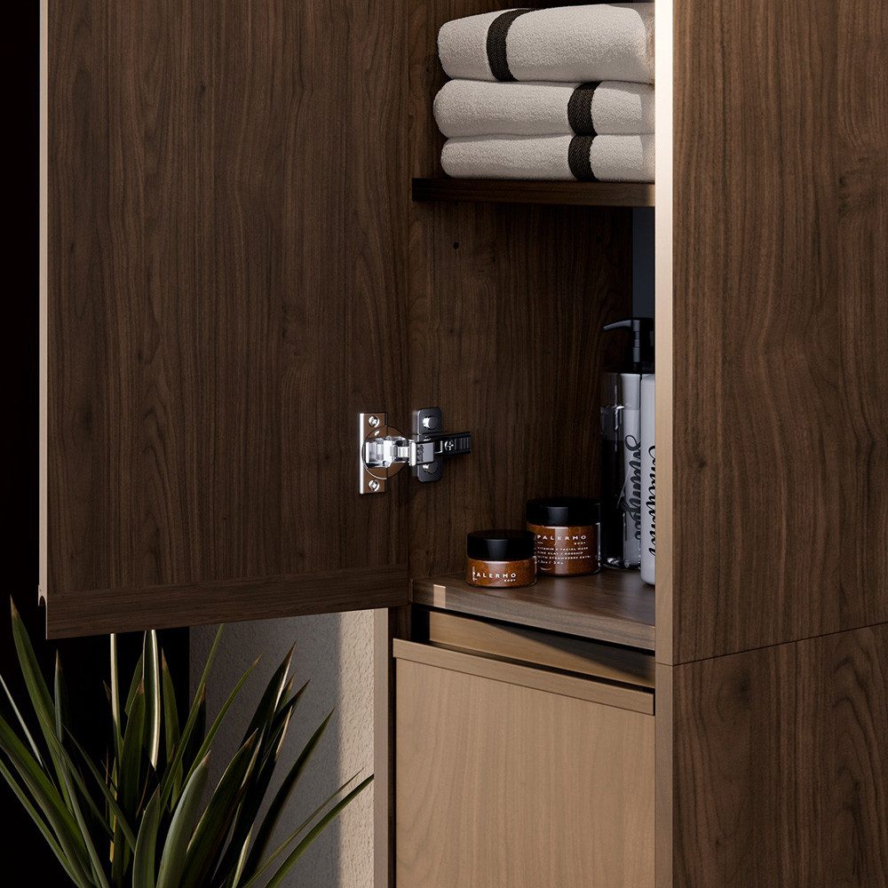 Lomadox Hochschrank VERZUOLO-56-WALNUT 30 cm breit in Walnuss, wandhängend