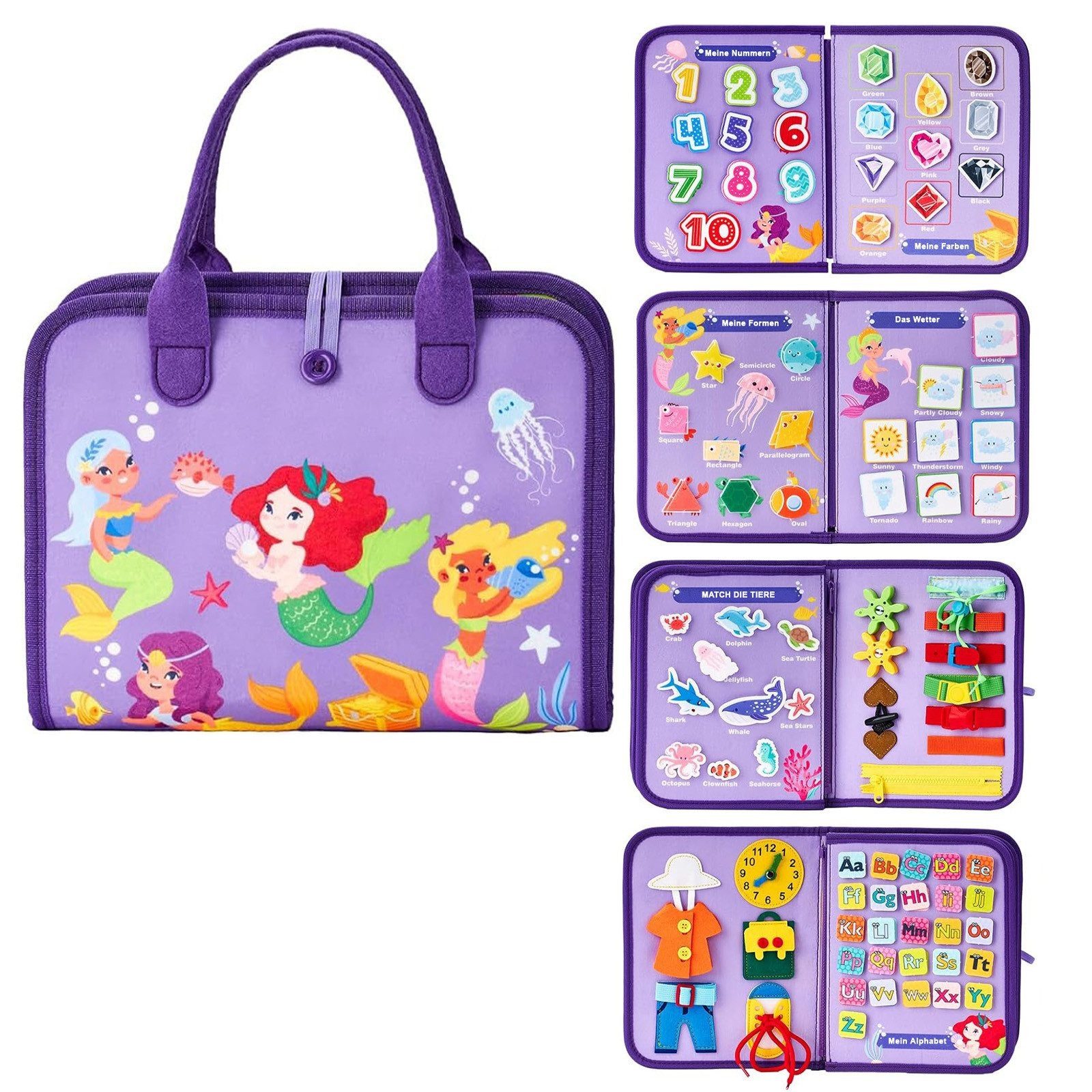 OKWISH Lernspielzeug Montessori Busy Board Kinder Tragbares Filz Lernboard günstig online kaufen