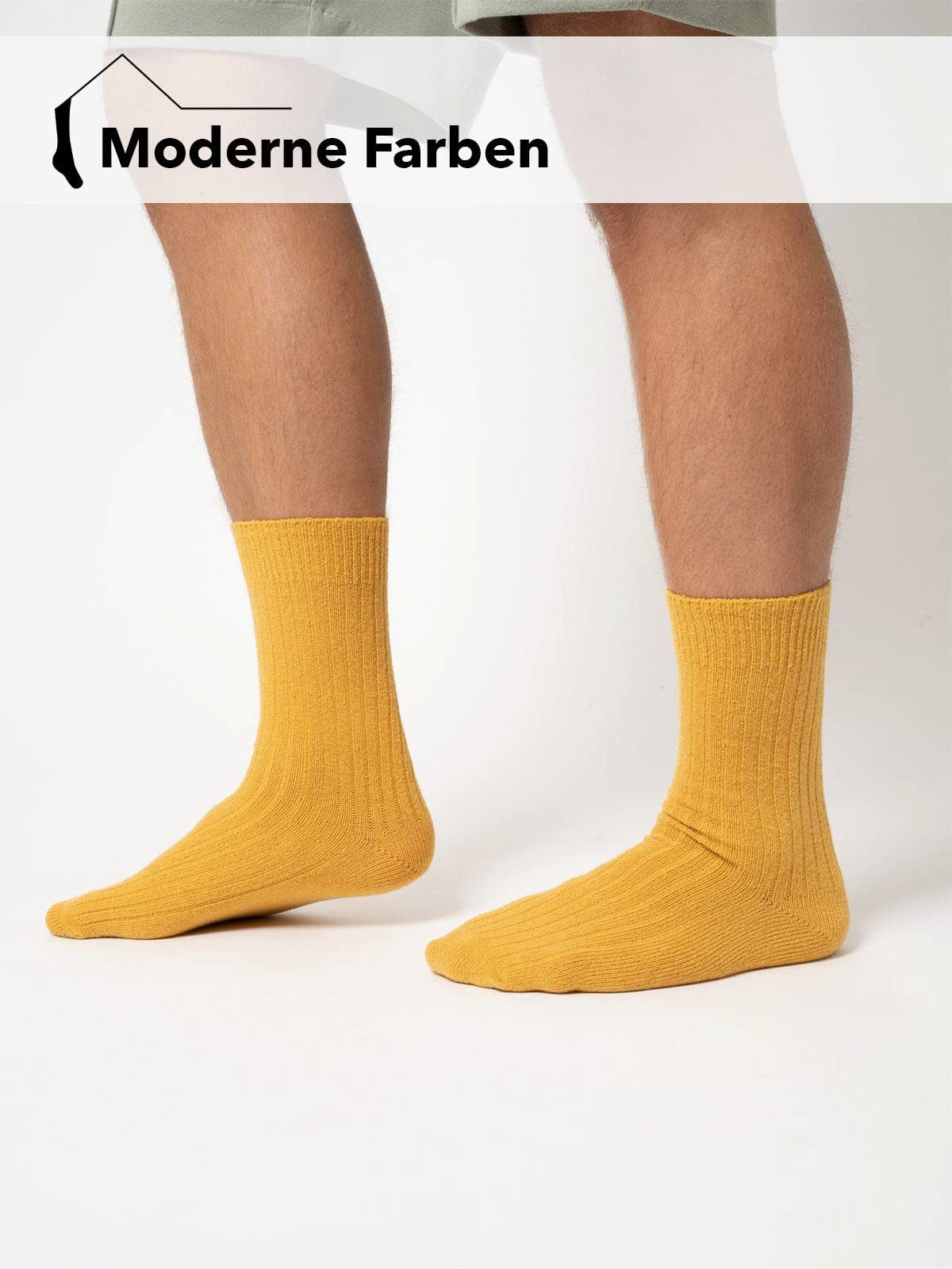 HomeOfSocks Socken 72% Wollsocken Einfarbig Ripp Druckarmer Bund Hochwertige Dünne Wollsocken Druckarm – Bild 4 von 5