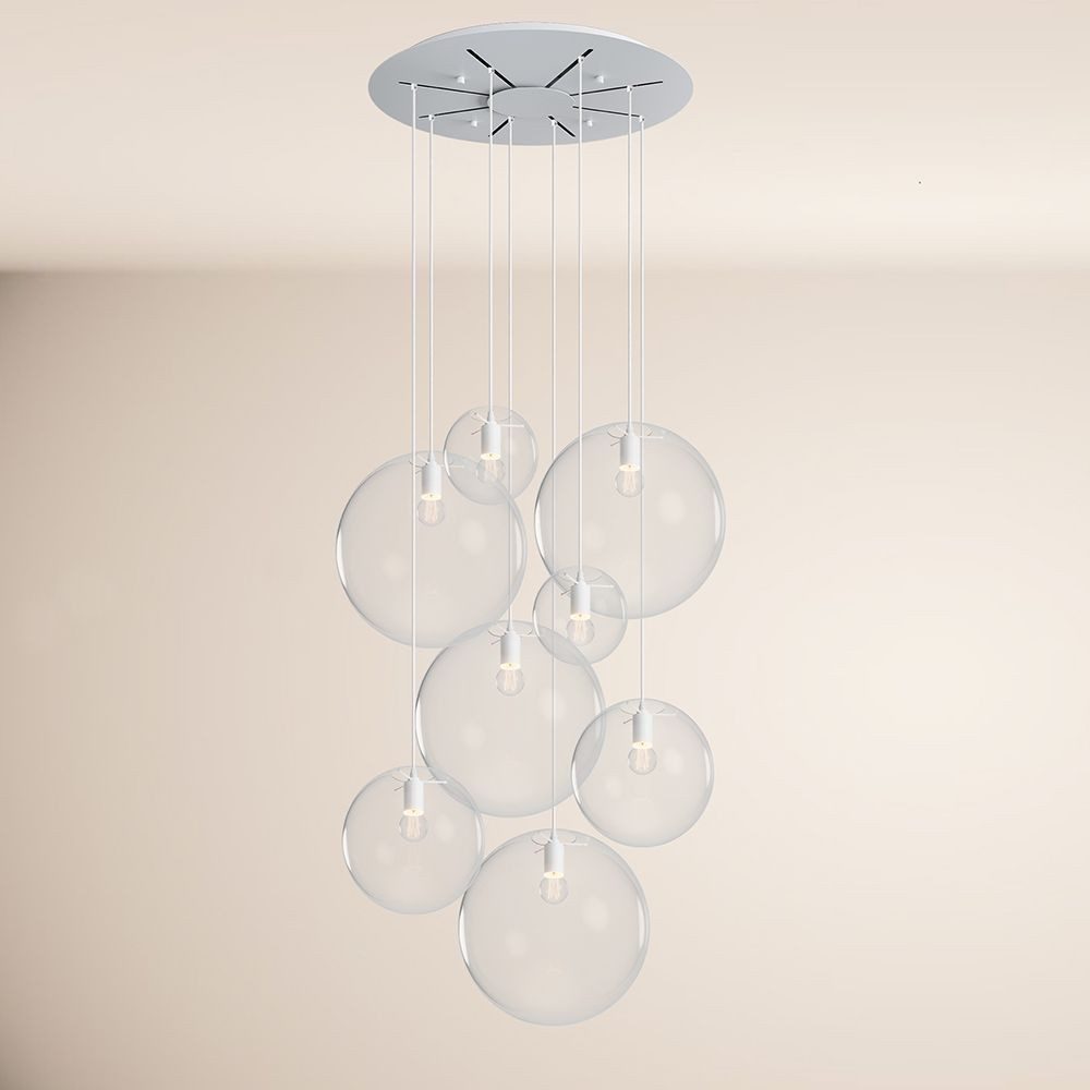 s.luce Pendelleuchte Orb Galerielampe 8-flammig Modular Klar, Weiß